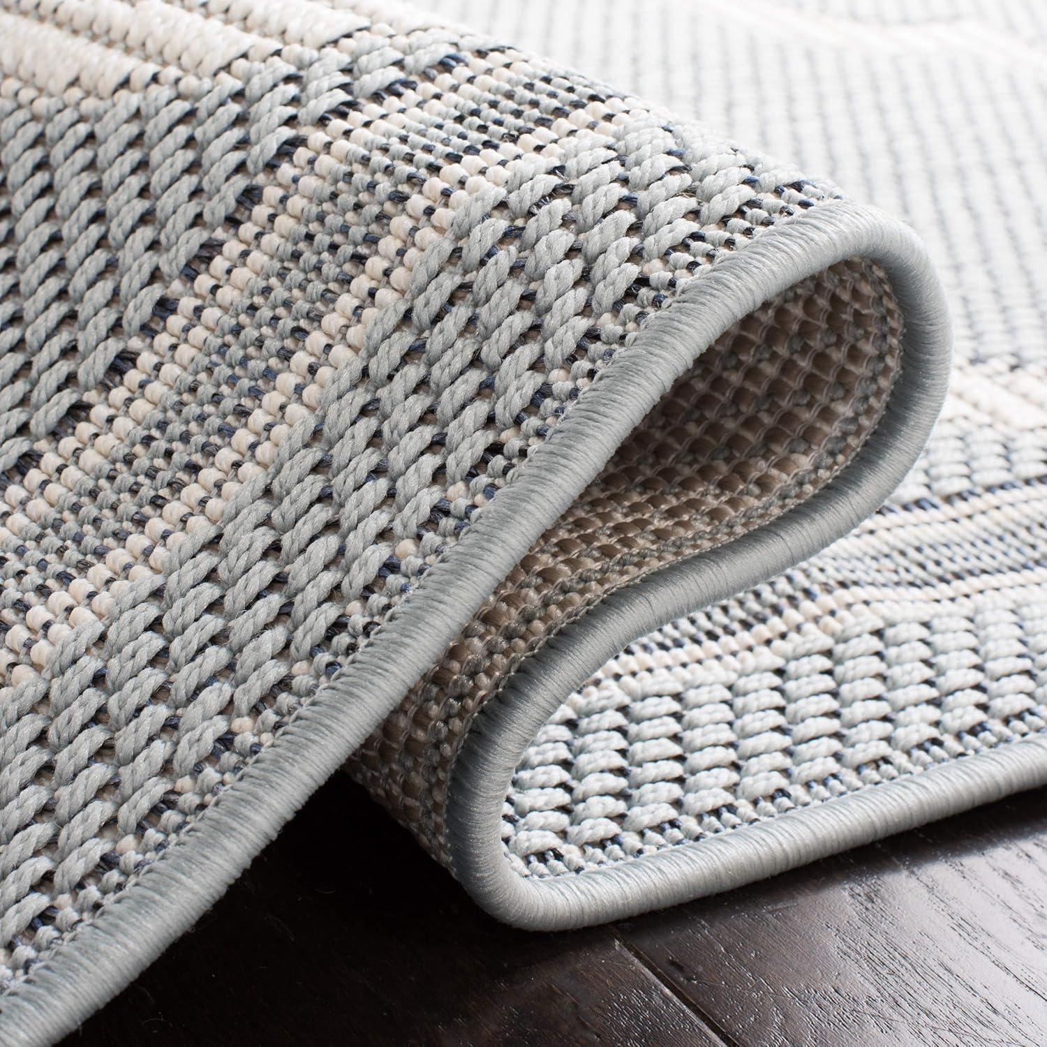 image:imageSAFAVIEH Washable Rug Outdoor Bermuda Collection 8 x 10 Ivory amp Charcoal NonShedding amp Easy to Clean Ideal for Patio Backyard Mudroom BMU810ALight Blue Ivory