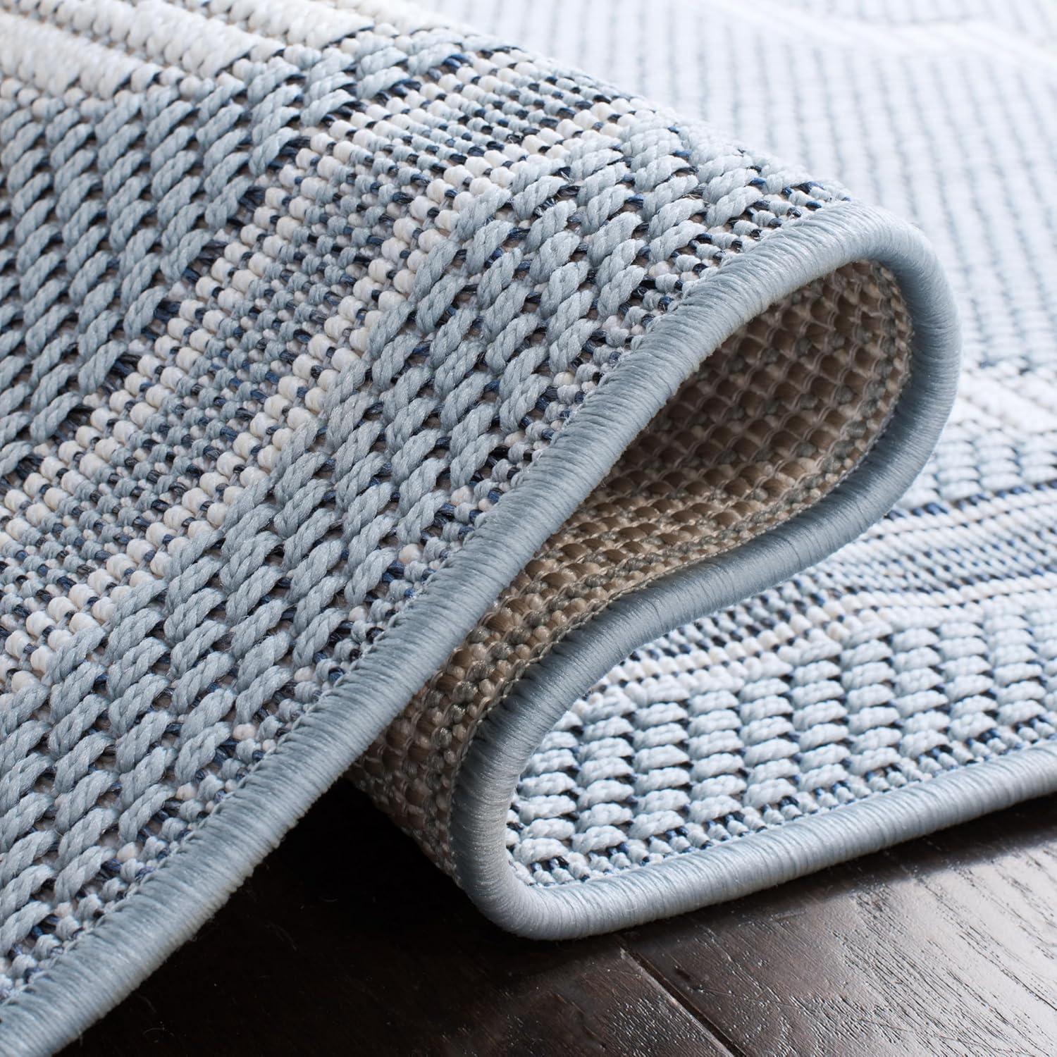 image:imageSAFAVIEH Washable Rug Outdoor Bermuda Collection 8 x 10 Ivory amp Charcoal NonShedding amp Easy to Clean Ideal for Patio Backyard Mudroom BMU810ALight Blue Ivory