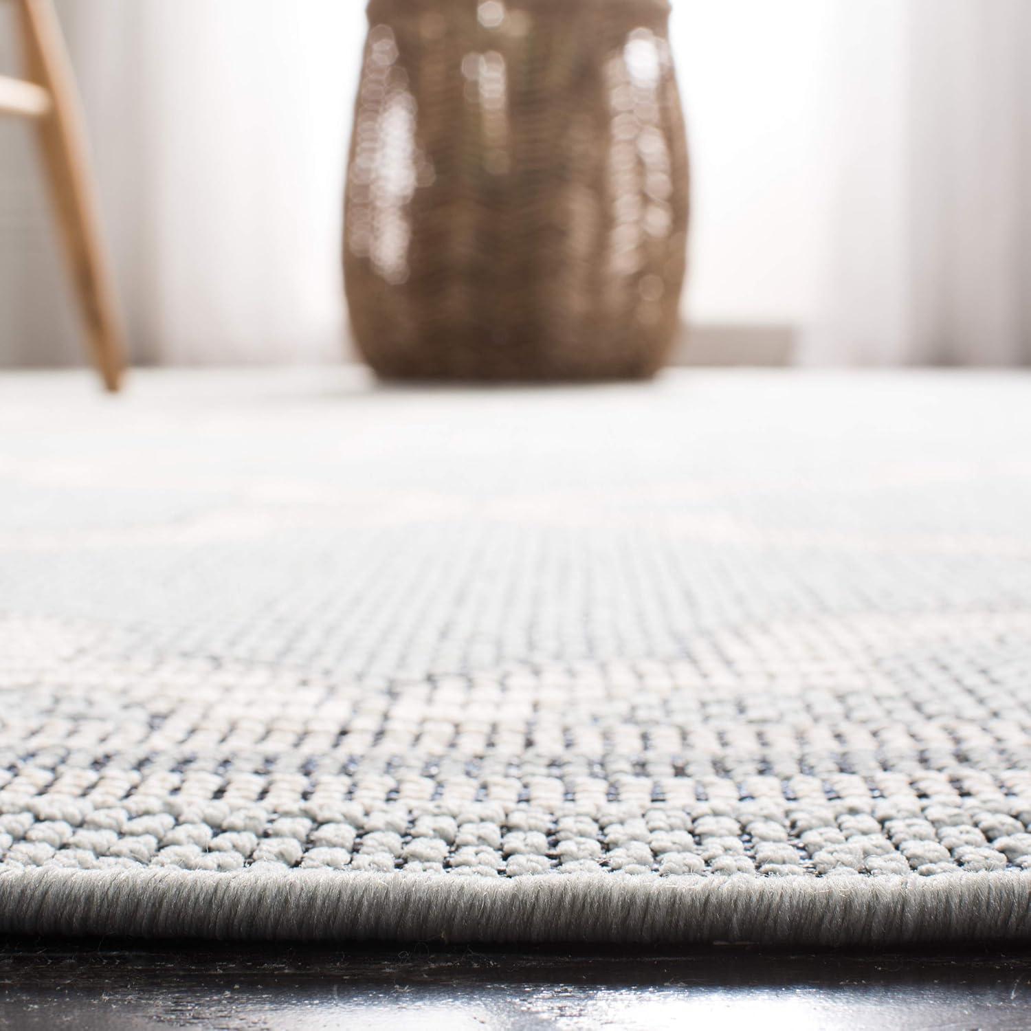image:imageSAFAVIEH Washable Rug Outdoor Bermuda Collection 8 x 10 Ivory amp Charcoal NonShedding amp Easy to Clean Ideal for Patio Backyard Mudroom BMU810ALight Blue Ivory