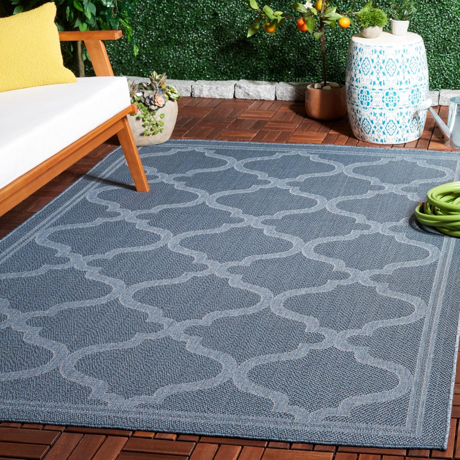 image:imageSAFAVIEH Washable Rug Outdoor Bermuda Collection 8 x 10 Ivory amp Charcoal NonShedding amp Easy to Clean Ideal for Patio Backyard Mudroom BMU810ANavy