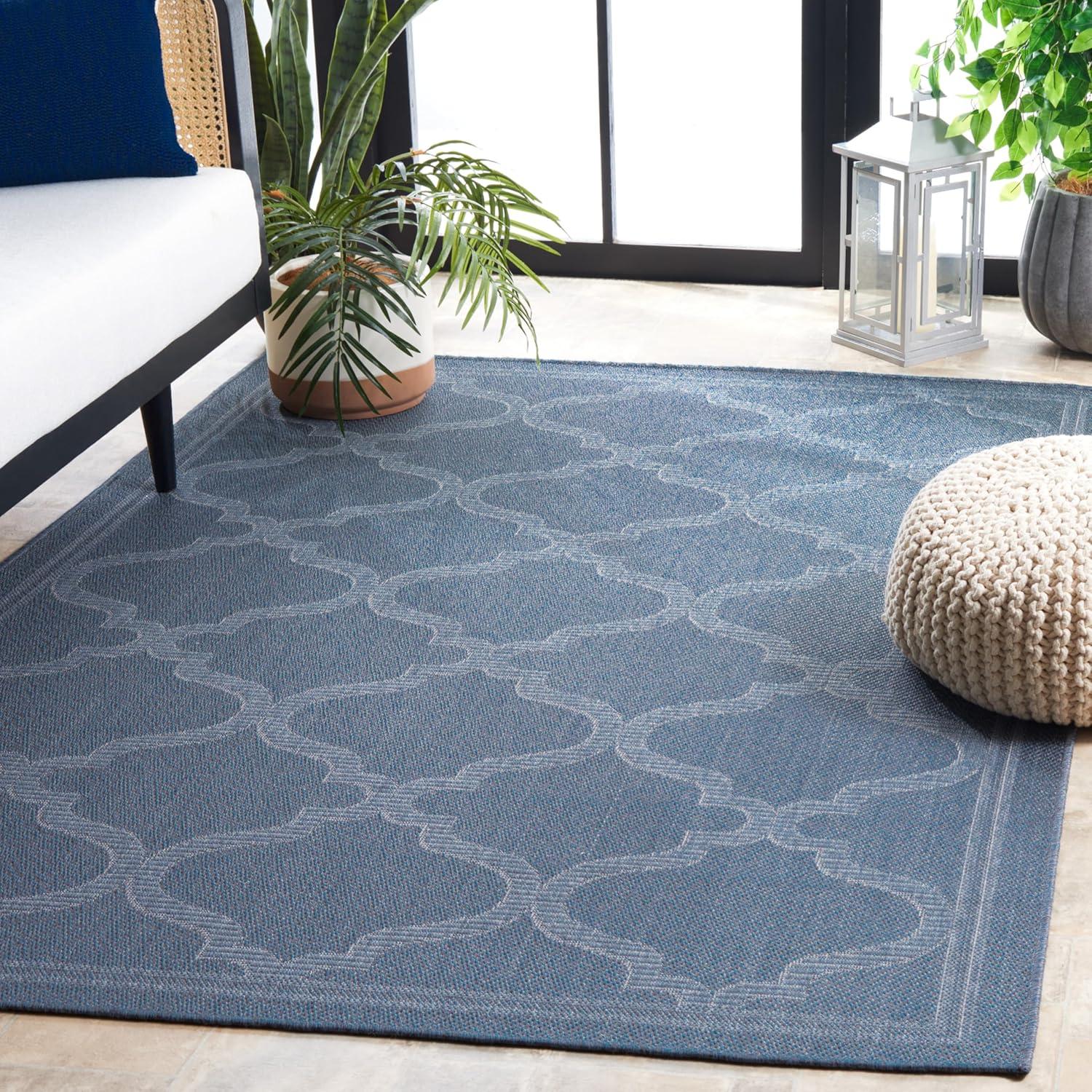image:imageSAFAVIEH Washable Rug Outdoor Bermuda Collection 8 x 10 Ivory amp Charcoal NonShedding amp Easy to Clean Ideal for Patio Backyard Mudroom BMU810ANavy