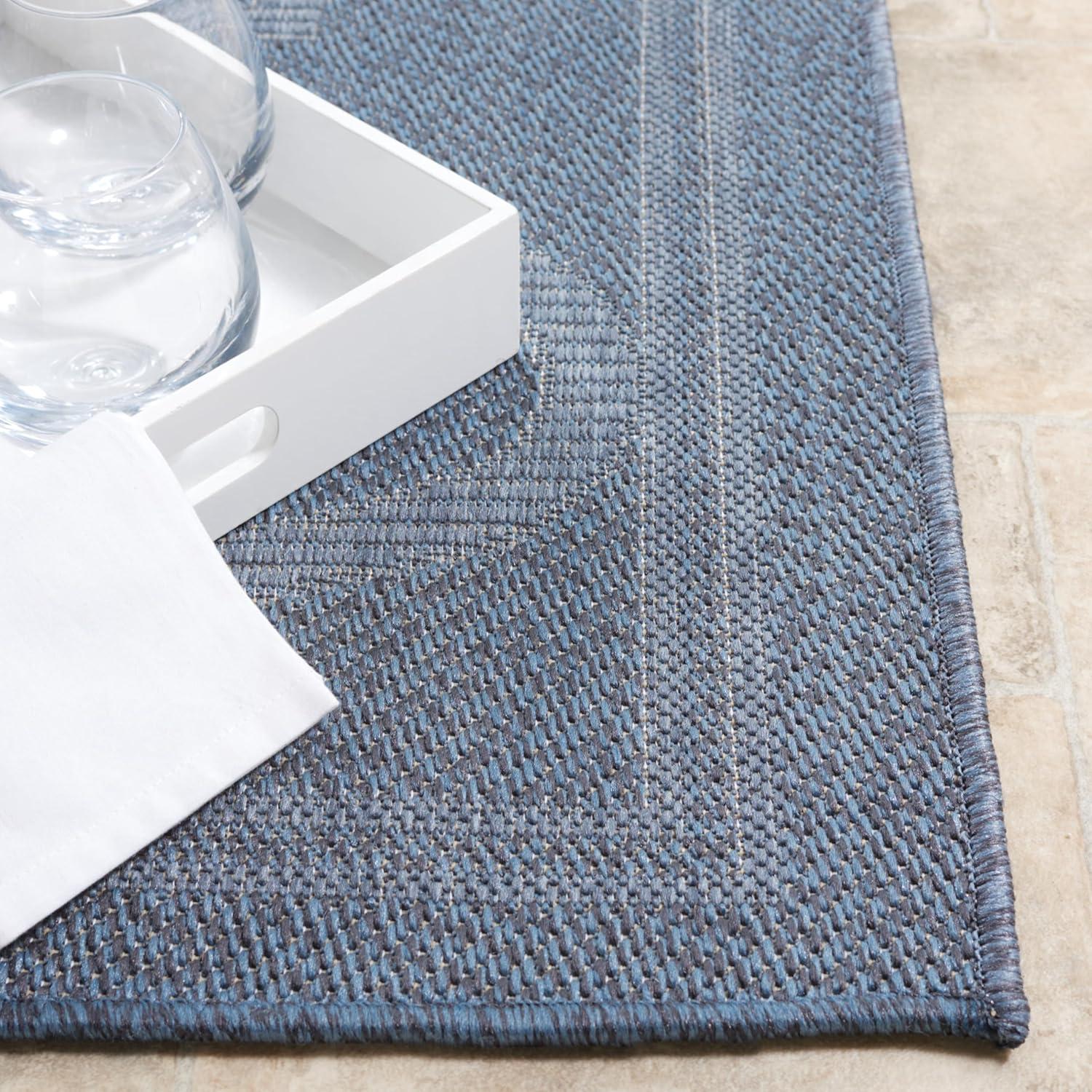 image:imageSAFAVIEH Washable Rug Outdoor Bermuda Collection 8 x 10 Ivory amp Charcoal NonShedding amp Easy to Clean Ideal for Patio Backyard Mudroom BMU810ANavy