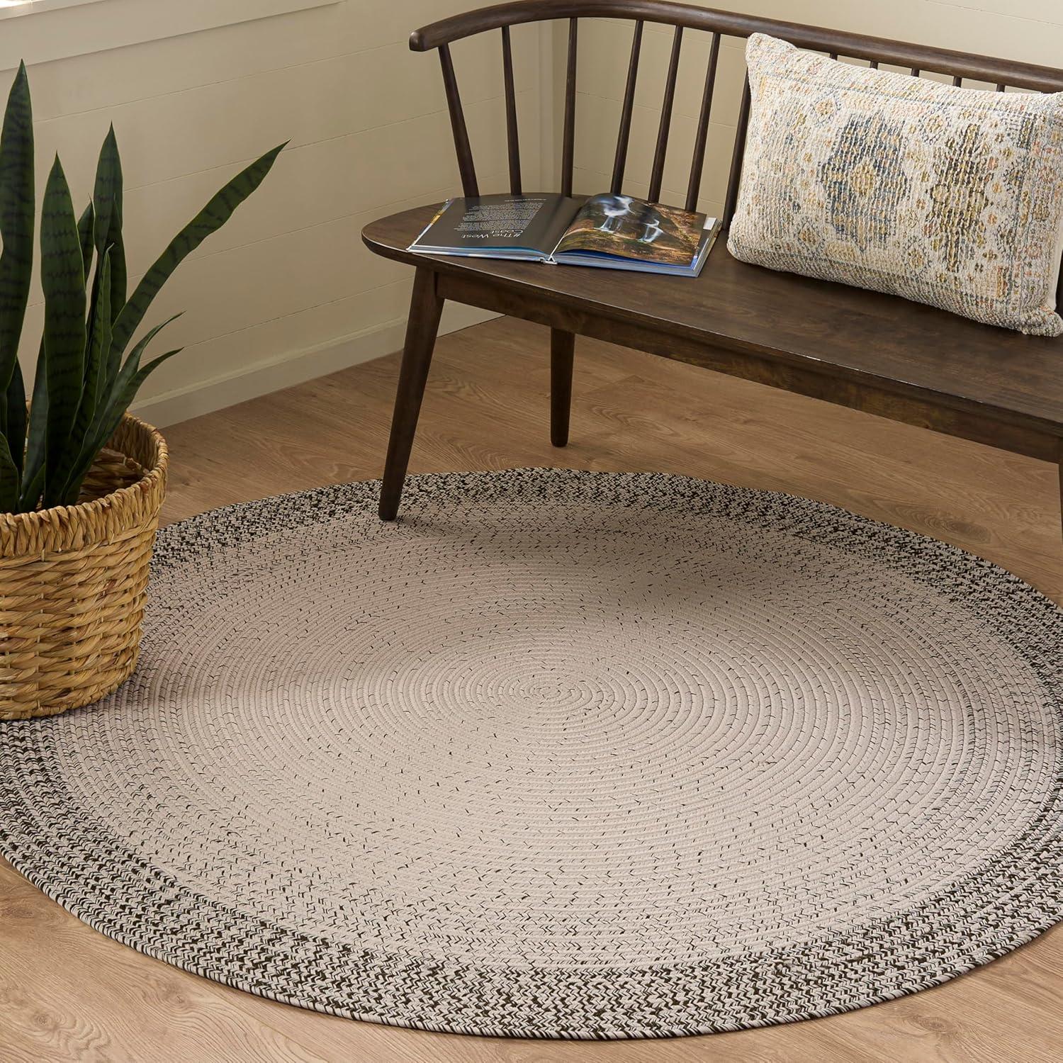 image:imageSAFAVIEH Washable Rug Outdoor Braided Collection 5 x 8 Ivory amp Aqua Handmade amp Reversible NonShedding amp Easy to Clean Ideal for Patio Backyard Mudroom BRA283JIvoryGrey