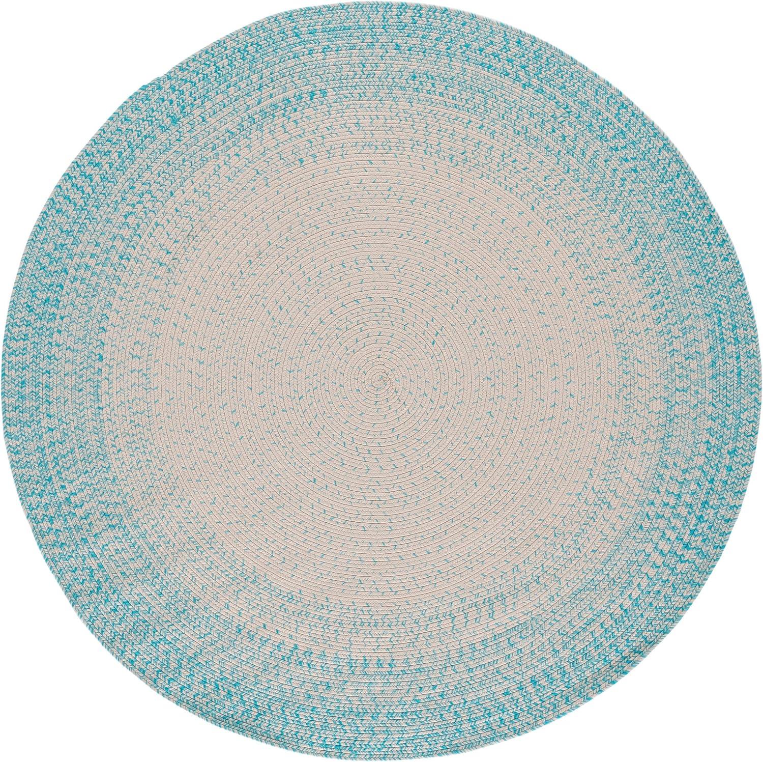image:imageSAFAVIEH Washable Rug Outdoor Braided Collection 5 x 8 Ivory amp Aqua Handmade amp Reversible NonShedding amp Easy to Clean Ideal for Patio Backyard Mudroom BRA283JIvoryAqua