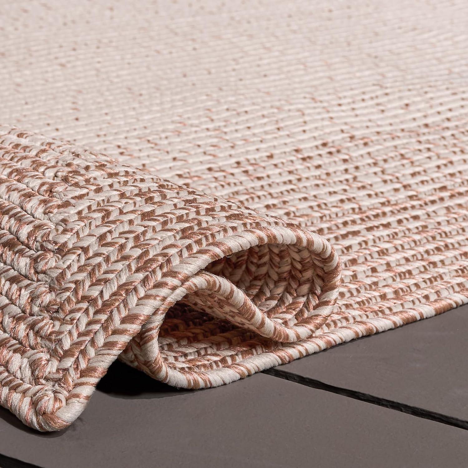 image:imageSAFAVIEH Washable Rug Outdoor Braided Collection 5 x 8 Ivory amp Aqua Handmade amp Reversible NonShedding amp Easy to Clean Ideal for Patio Backyard Mudroom BRA283JIvoryBeige