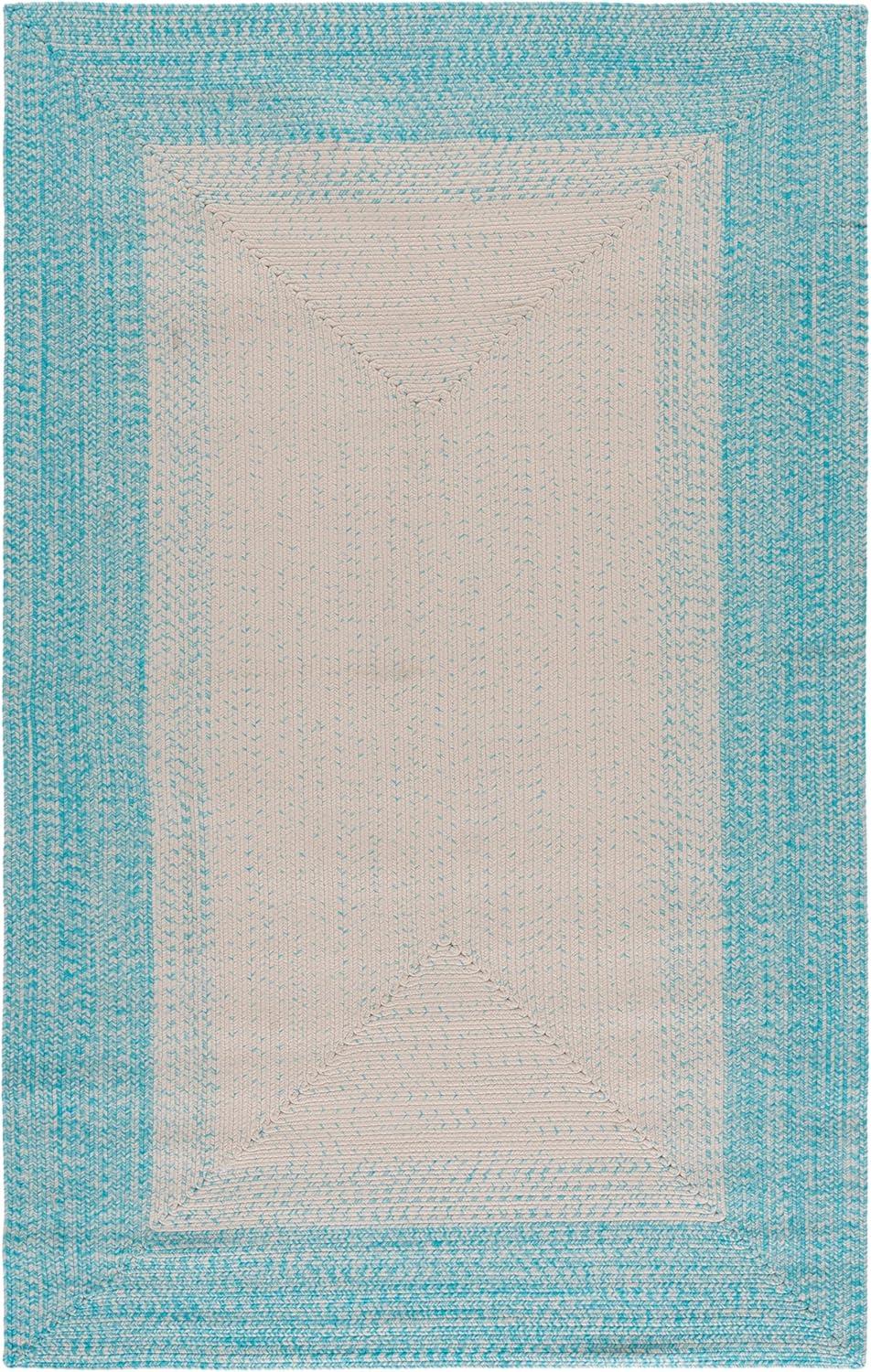 image:imageSAFAVIEH Washable Rug Outdoor Braided Collection 5 x 8 Ivory amp Aqua Handmade amp Reversible NonShedding amp Easy to Clean Ideal for Patio Backyard Mudroom BRA283JIvoryAqua