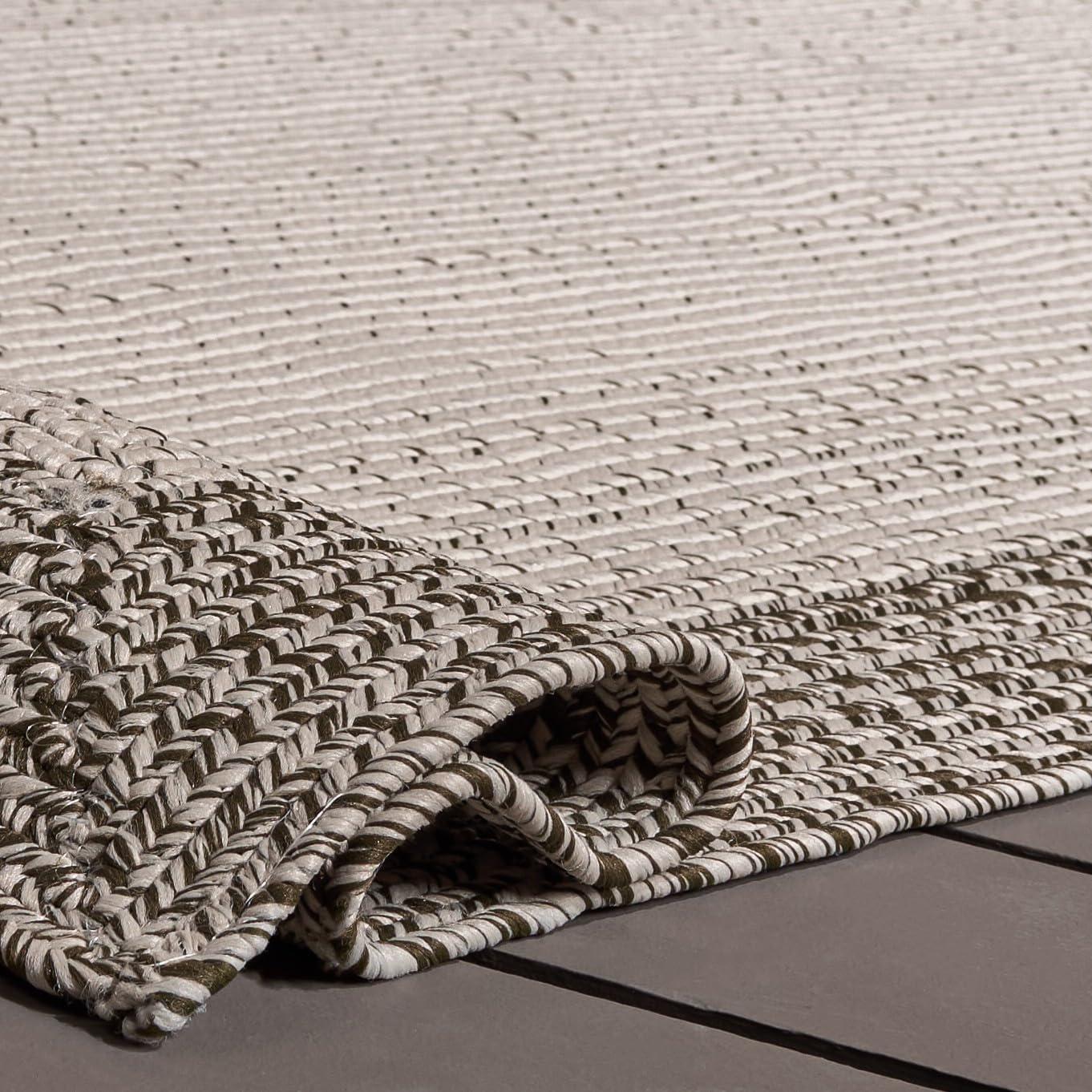 image:imageSAFAVIEH Washable Rug Outdoor Braided Collection 5 x 8 Ivory amp Aqua Handmade amp Reversible NonShedding amp Easy to Clean Ideal for Patio Backyard Mudroom BRA283JIvoryGrey