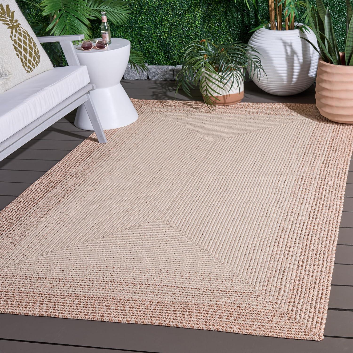 image:imageSAFAVIEH Washable Rug Outdoor Braided Collection 5 x 8 Ivory amp Aqua Handmade amp Reversible NonShedding amp Easy to Clean Ideal for Patio Backyard Mudroom BRA283JIvoryBeige