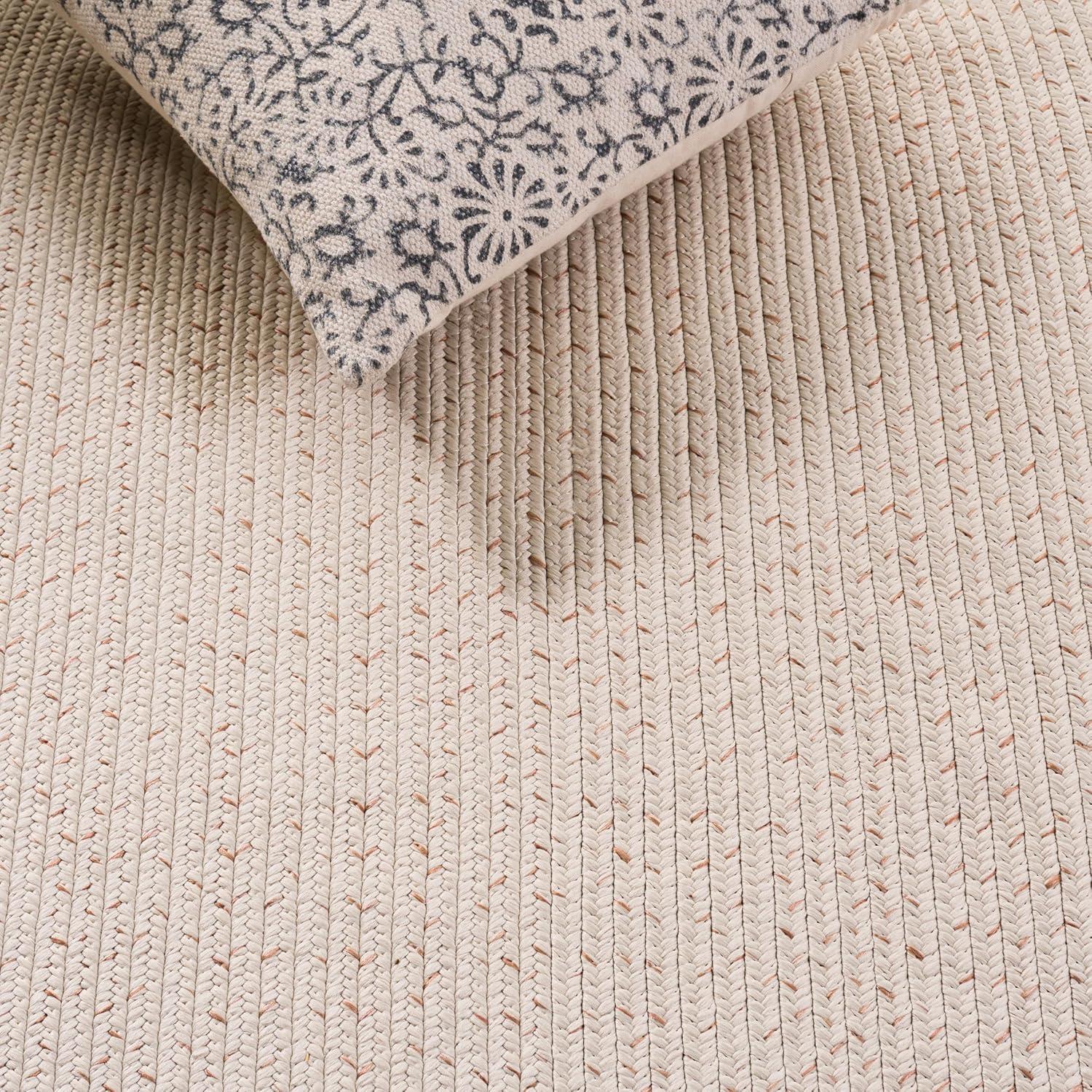 image:imageSAFAVIEH Washable Rug Outdoor Braided Collection 5 x 8 Ivory amp Aqua Handmade amp Reversible NonShedding amp Easy to Clean Ideal for Patio Backyard Mudroom BRA283JIvoryBeige
