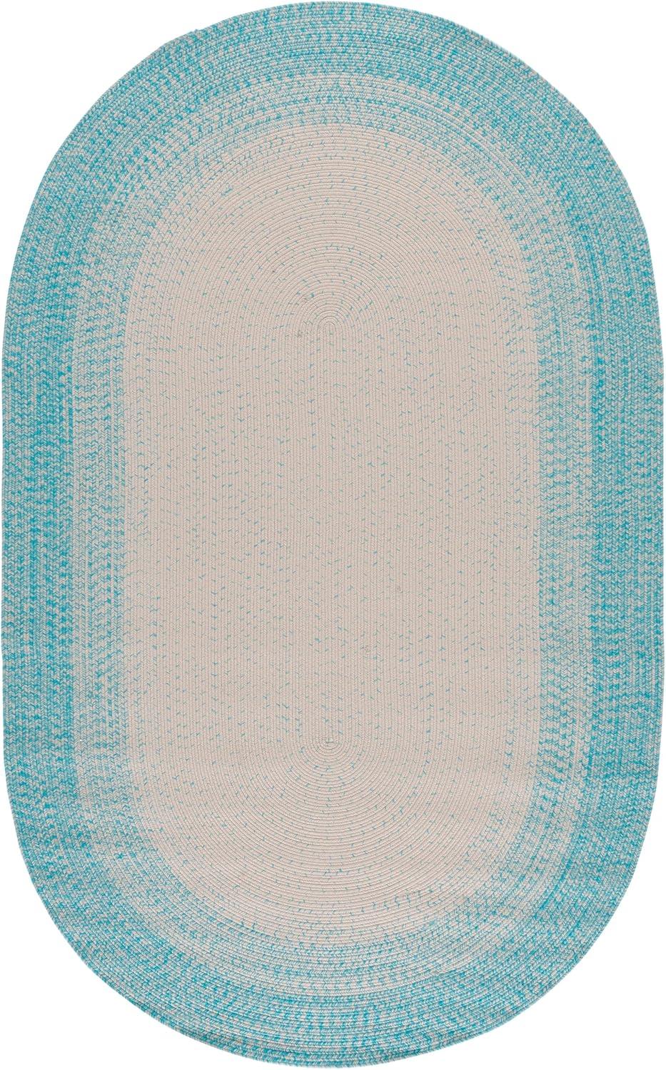 image:imageSAFAVIEH Washable Rug Outdoor Braided Collection 5 x 8 Ivory amp Aqua Handmade amp Reversible NonShedding amp Easy to Clean Ideal for Patio Backyard Mudroom BRA283JIvoryAqua