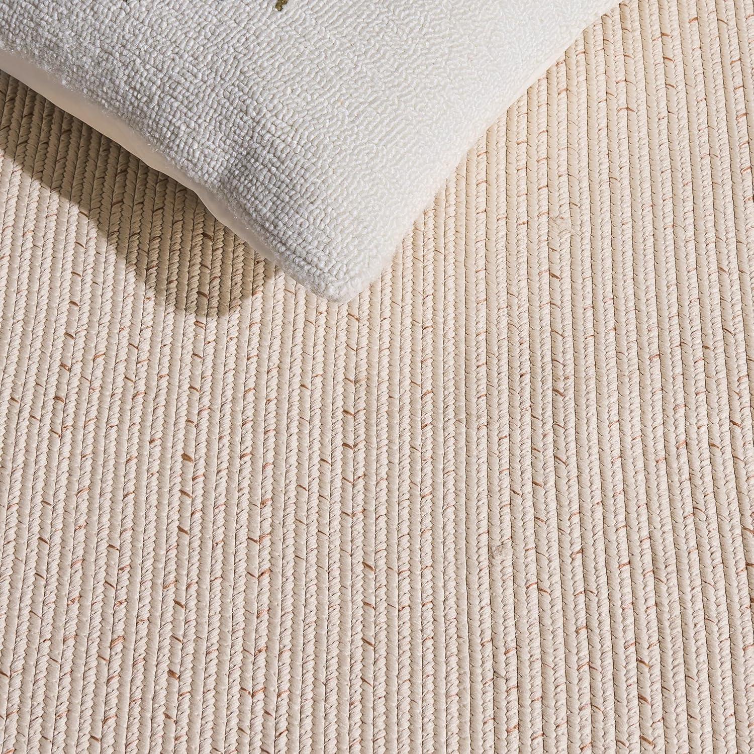 image:imageSAFAVIEH Washable Rug Outdoor Braided Collection 5 x 8 Ivory amp Aqua Handmade amp Reversible NonShedding amp Easy to Clean Ideal for Patio Backyard Mudroom BRA283JIvoryBeige