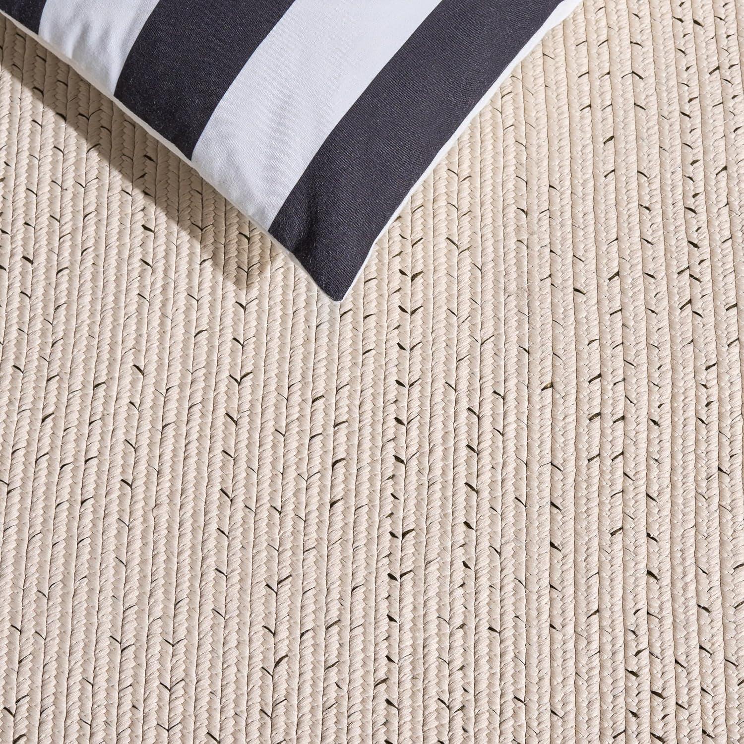 image:imageSAFAVIEH Washable Rug Outdoor Braided Collection 5 x 8 Ivory amp Aqua Handmade amp Reversible NonShedding amp Easy to Clean Ideal for Patio Backyard Mudroom BRA283JIvoryGrey