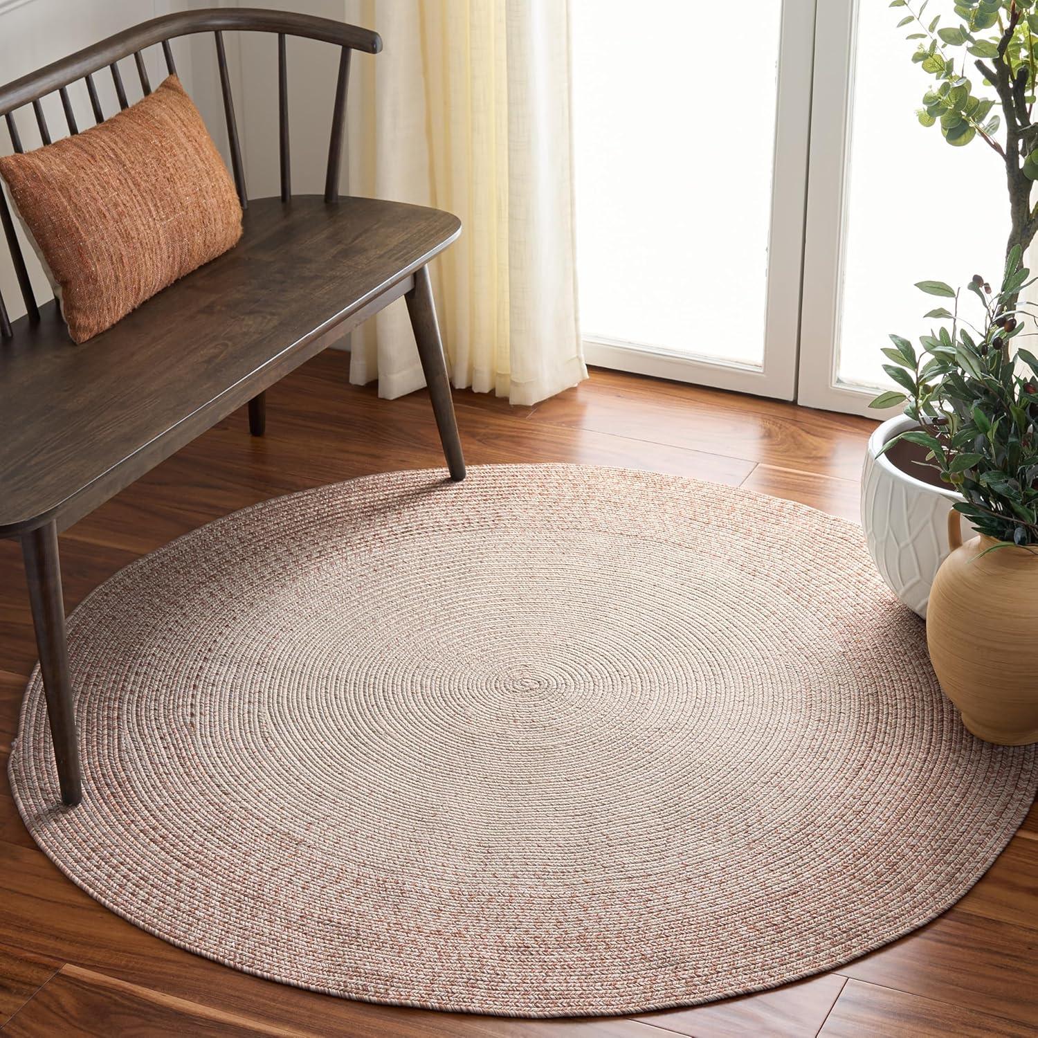 image:imageSAFAVIEH Washable Rug Outdoor Braided Collection 5 x 8 Ivory amp Aqua Handmade amp Reversible NonShedding amp Easy to Clean Ideal for Patio Backyard Mudroom BRA283JIvoryBeige