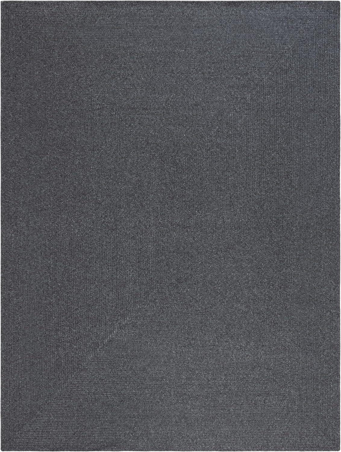 image:imageSAFAVIEH Washable Rug Outdoor Braided Collection 8 x 10 Grey amp Ivory Handmade amp Reversible NonShedding amp Easy to Clean Ideal for Patio Backyard Mudroom BRA201FBlack