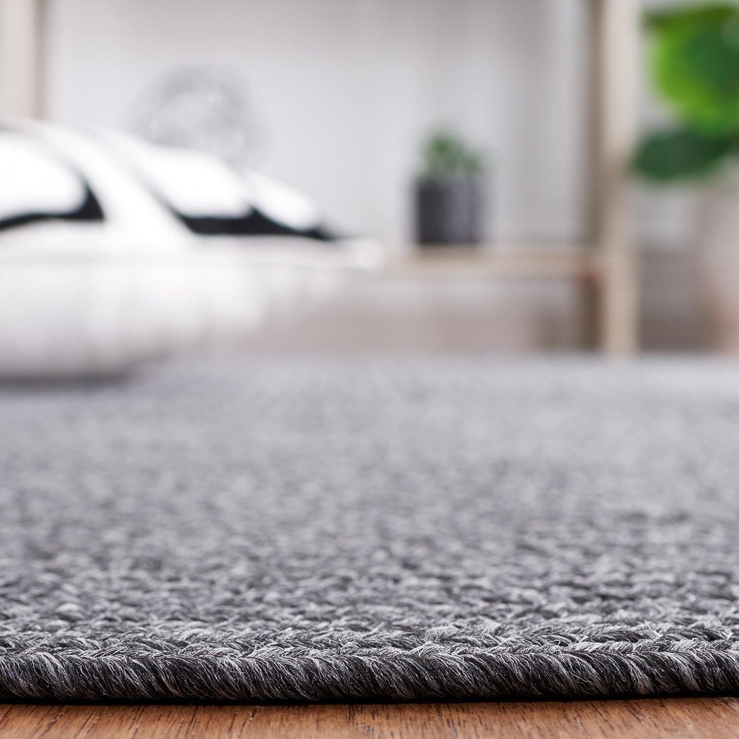 image:imageSAFAVIEH Washable Rug Outdoor Braided Collection 8 x 10 Grey amp Ivory Handmade amp Reversible NonShedding amp Easy to Clean Ideal for Patio Backyard Mudroom BRA201FBlack