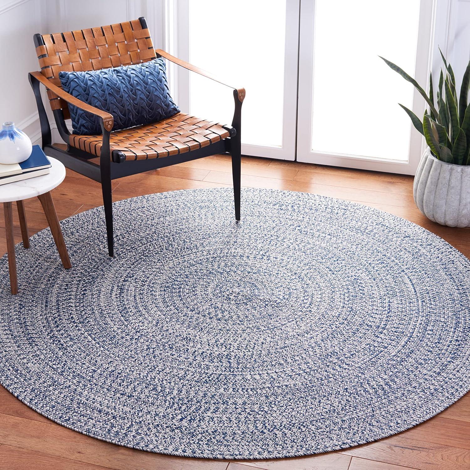image:imageSAFAVIEH Washable Rug Outdoor Braided Collection 8 x 10 Grey amp Ivory Handmade amp Reversible NonShedding amp Easy to Clean Ideal for Patio Backyard Mudroom BRA201FDark BlueIvory