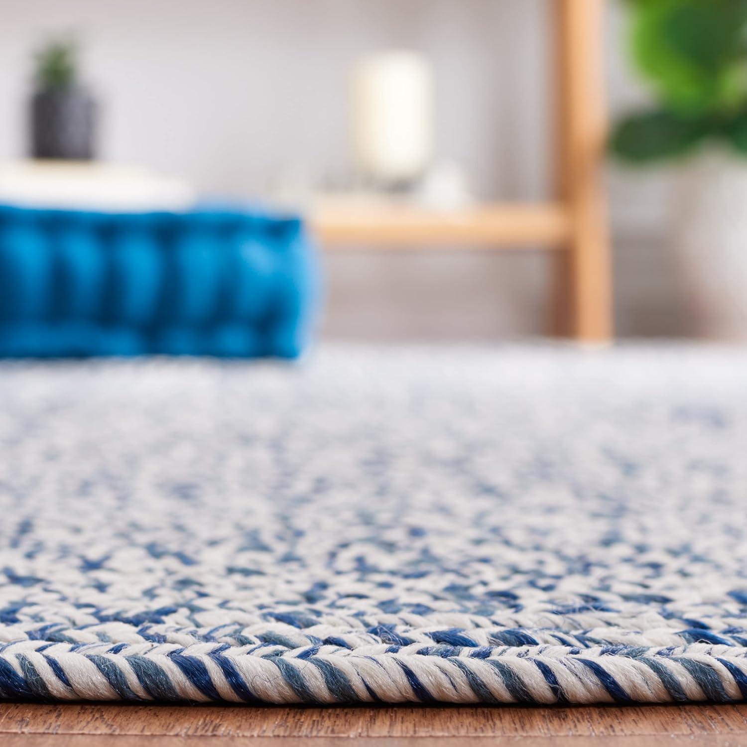 image:imageSAFAVIEH Washable Rug Outdoor Braided Collection 8 x 10 Grey amp Ivory Handmade amp Reversible NonShedding amp Easy to Clean Ideal for Patio Backyard Mudroom BRA201FDark BlueIvory