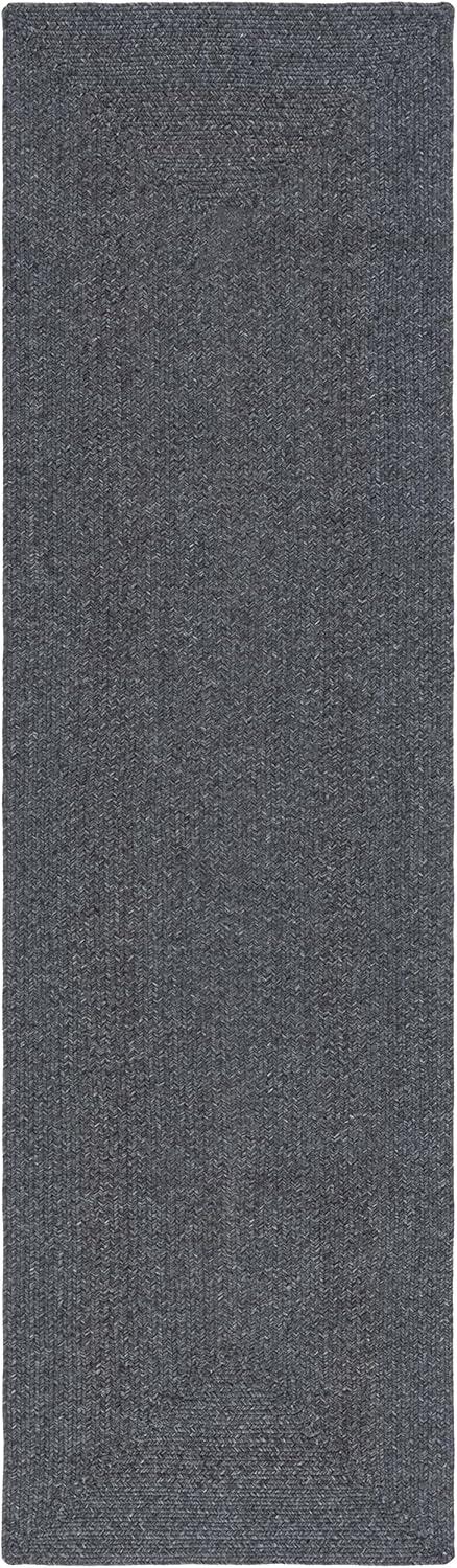 image:imageSAFAVIEH Washable Rug Outdoor Braided Collection 8 x 10 Grey amp Ivory Handmade amp Reversible NonShedding amp Easy to Clean Ideal for Patio Backyard Mudroom BRA201FBlack