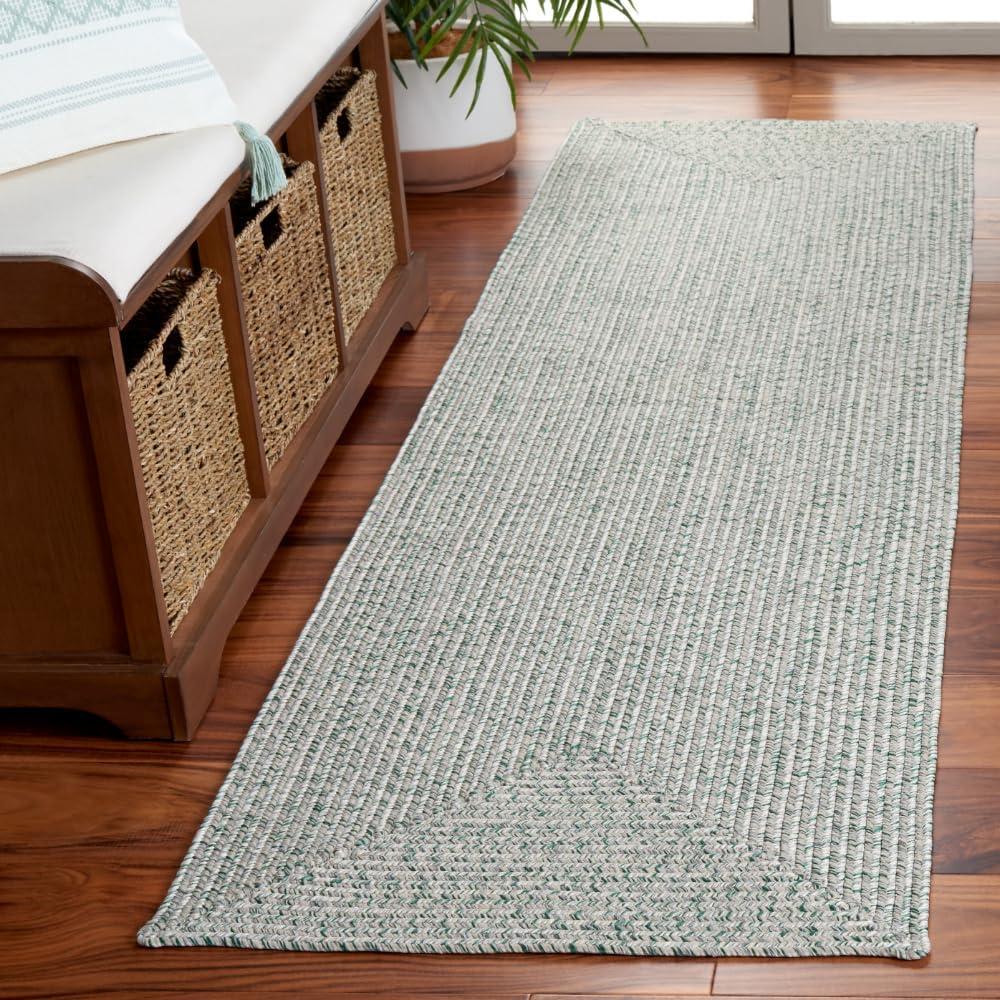 image:imageSAFAVIEH Washable Rug Outdoor Braided Collection 8 x 10 Grey amp Ivory Handmade amp Reversible NonShedding amp Easy to Clean Ideal for Patio Backyard Mudroom BRA201FIvoryGreen