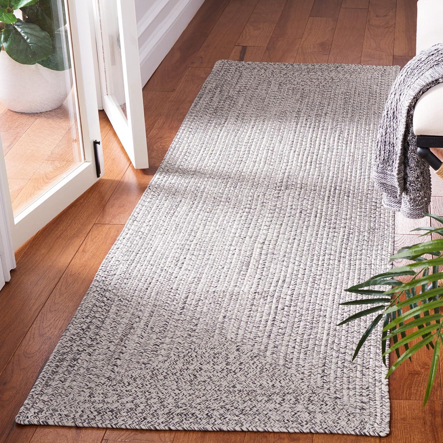 image:imageSAFAVIEH Washable Rug Outdoor Braided Collection 8 x 10 Grey amp Ivory Handmade amp Reversible NonShedding amp Easy to Clean Ideal for Patio Backyard Mudroom BRA201FGreyIvory