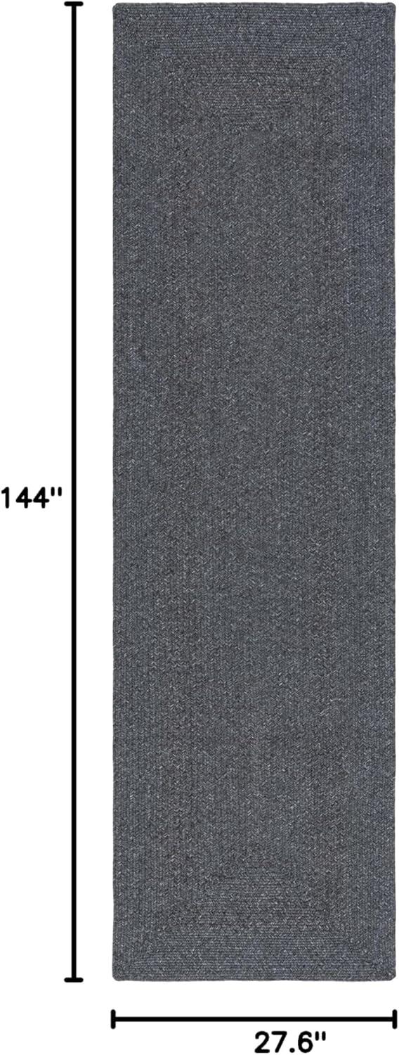 image:imageSAFAVIEH Washable Rug Outdoor Braided Collection 8 x 10 Grey amp Ivory Handmade amp Reversible NonShedding amp Easy to Clean Ideal for Patio Backyard Mudroom BRA201FBlack