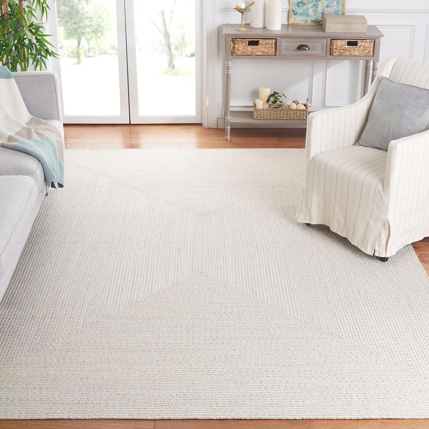 image:imageSAFAVIEH Washable Rug Outdoor Braided Collection 8 x 10 Grey amp Ivory Handmade amp Reversible NonShedding amp Easy to Clean Ideal for Patio Backyard Mudroom BRA201FIvoryLight Grey