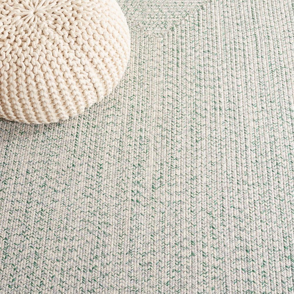 image:imageSAFAVIEH Washable Rug Outdoor Braided Collection 8 x 10 Grey amp Ivory Handmade amp Reversible NonShedding amp Easy to Clean Ideal for Patio Backyard Mudroom BRA201FIvoryGreen
