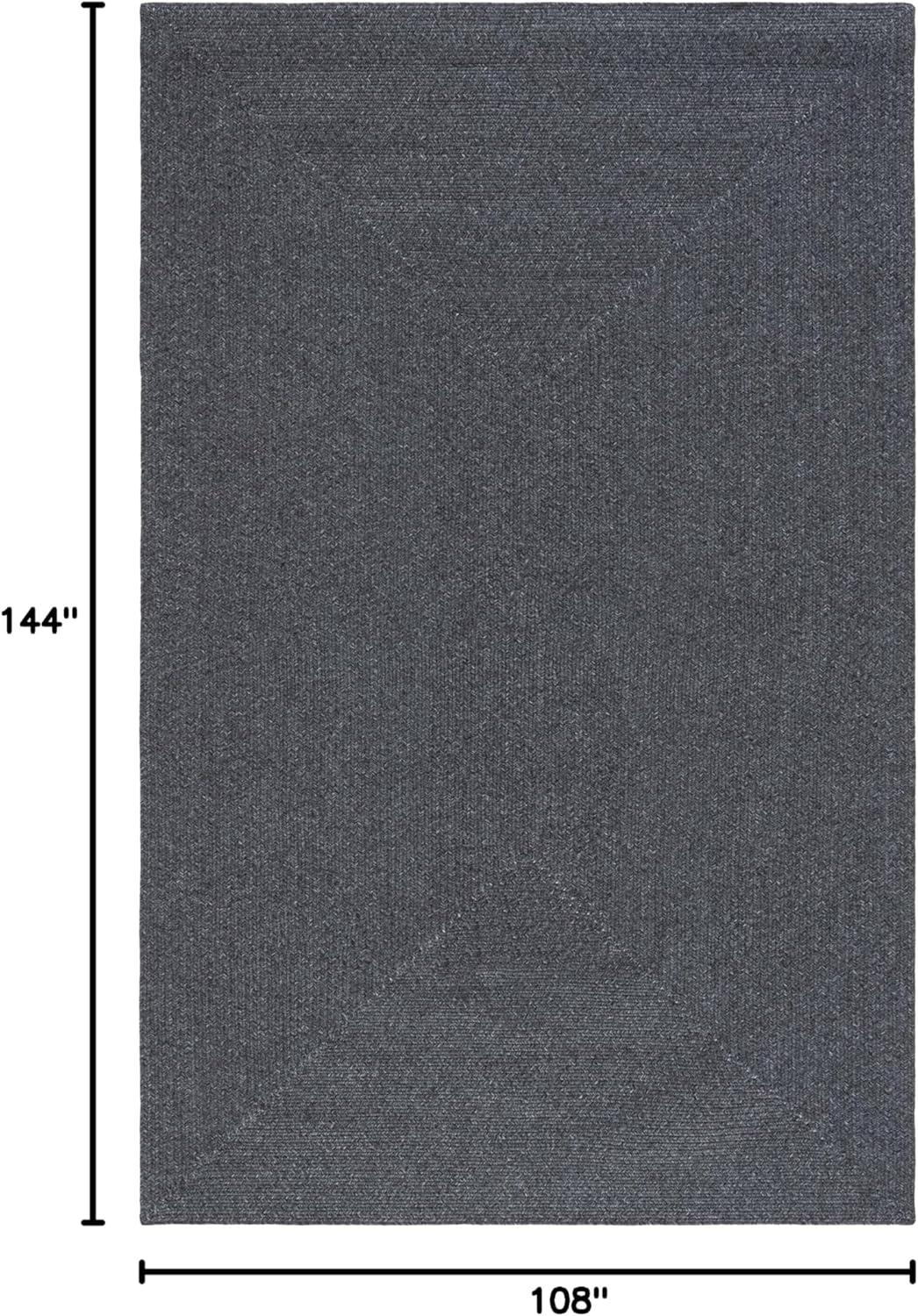 image:imageSAFAVIEH Washable Rug Outdoor Braided Collection 8 x 10 Grey amp Ivory Handmade amp Reversible NonShedding amp Easy to Clean Ideal for Patio Backyard Mudroom BRA201FBlack