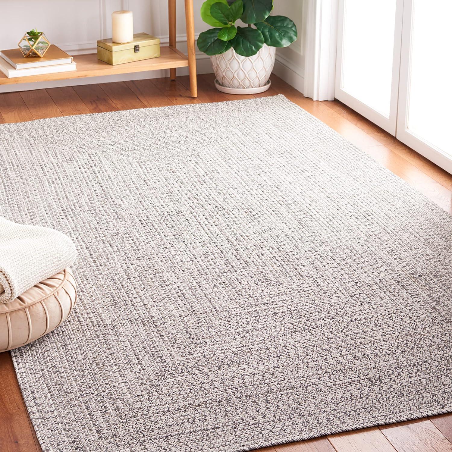 image:imageSAFAVIEH Washable Rug Outdoor Braided Collection 8 x 10 Grey amp Ivory Handmade amp Reversible NonShedding amp Easy to Clean Ideal for Patio Backyard Mudroom BRA201FGreyIvory