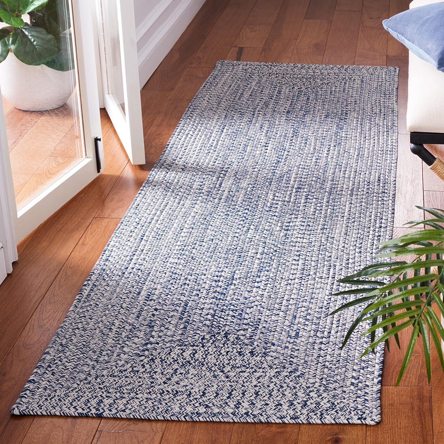 image:imageSAFAVIEH Washable Rug Outdoor Braided Collection 8 x 10 Grey amp Ivory Handmade amp Reversible NonShedding amp Easy to Clean Ideal for Patio Backyard Mudroom BRA201FDark BlueIvory