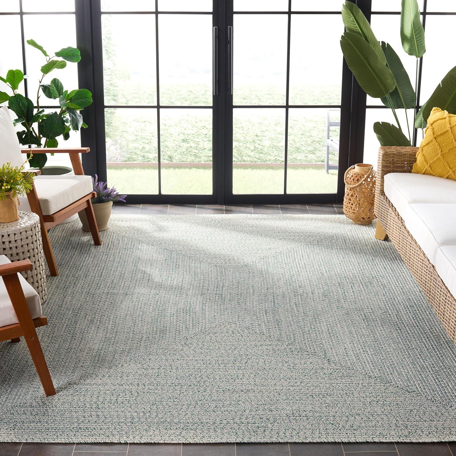image:imageSAFAVIEH Washable Rug Outdoor Braided Collection 8 x 10 Grey amp Ivory Handmade amp Reversible NonShedding amp Easy to Clean Ideal for Patio Backyard Mudroom BRA201FIvoryGreen