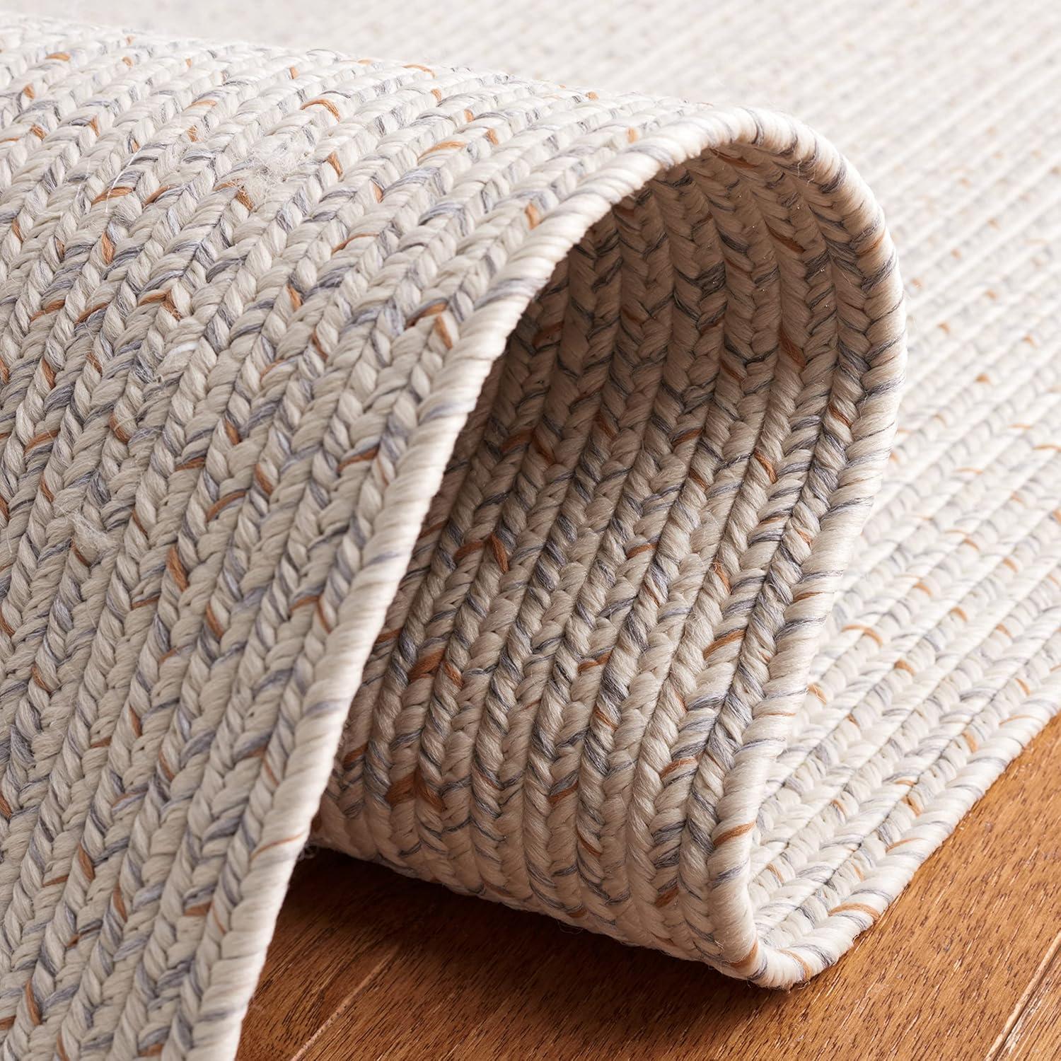 image:imageSAFAVIEH Washable Rug Outdoor Braided Collection 8 x 10 Grey amp Ivory Handmade amp Reversible NonShedding amp Easy to Clean Ideal for Patio Backyard Mudroom BRA201FIvoryLight Grey