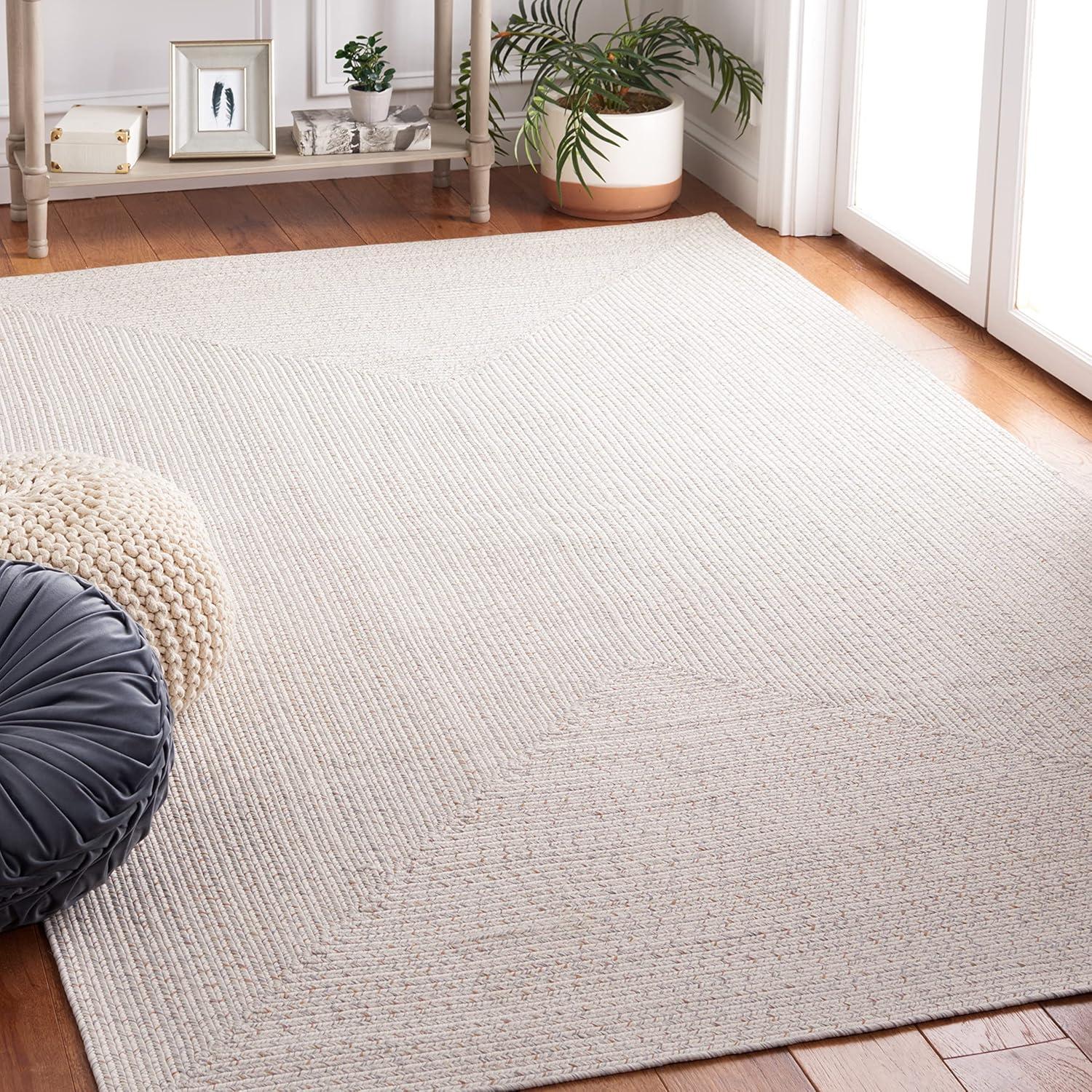 image:imageSAFAVIEH Washable Rug Outdoor Braided Collection 8 x 10 Grey amp Ivory Handmade amp Reversible NonShedding amp Easy to Clean Ideal for Patio Backyard Mudroom BRA201FIvoryLight Grey