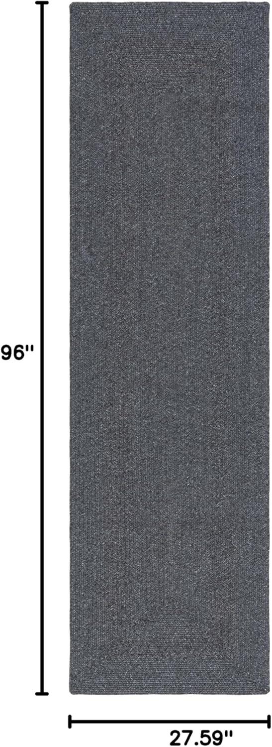 image:imageSAFAVIEH Washable Rug Outdoor Braided Collection 8 x 10 Grey amp Ivory Handmade amp Reversible NonShedding amp Easy to Clean Ideal for Patio Backyard Mudroom BRA201FBlack