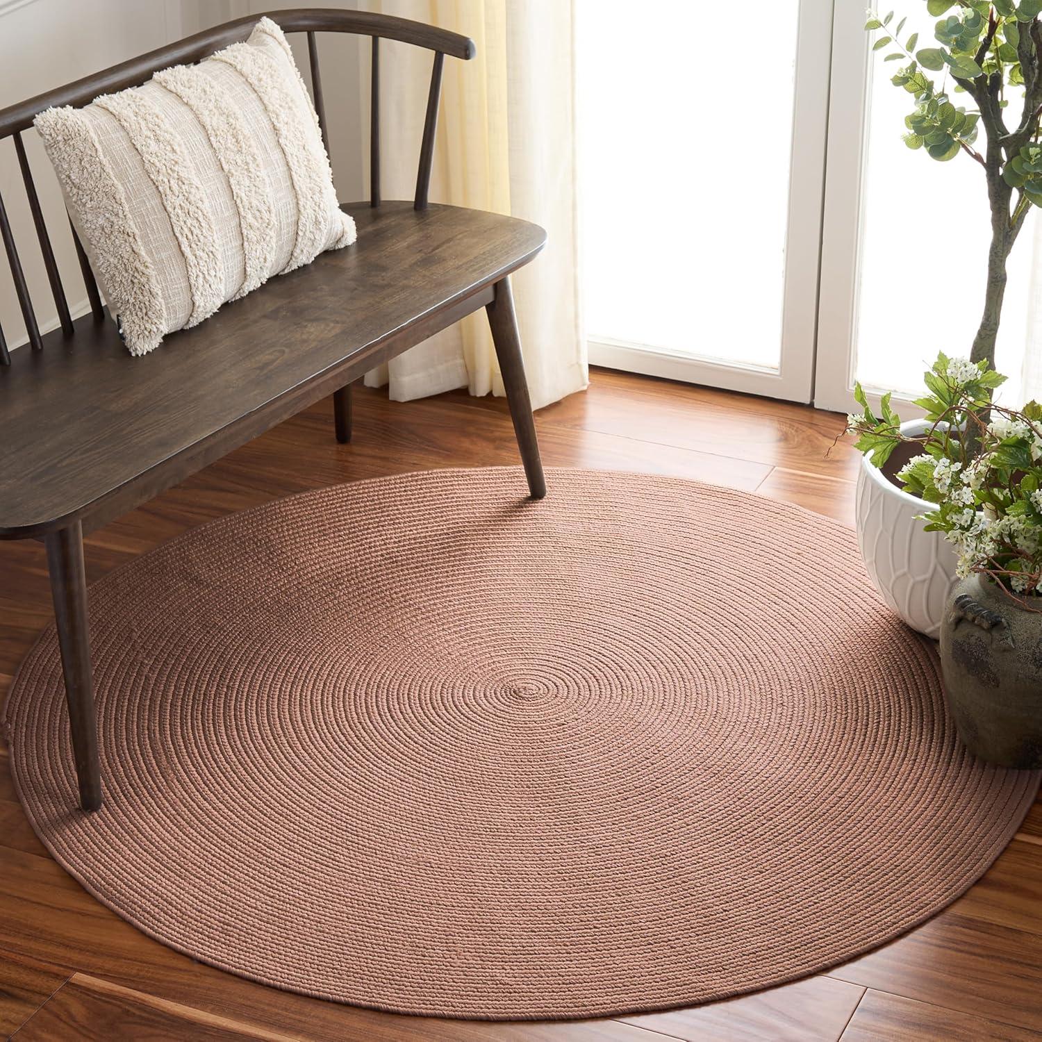 image:imageSAFAVIEH Washable Rug Outdoor Braided Collection 8 x 10 Grey amp Ivory Handmade amp Reversible NonShedding amp Easy to Clean Ideal for Patio Backyard Mudroom BRA201FPeach