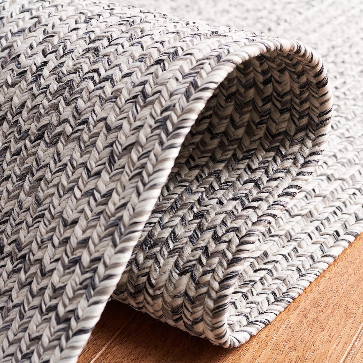 image:imageSAFAVIEH Washable Rug Outdoor Braided Collection 8 x 10 Grey amp Ivory Handmade amp Reversible NonShedding amp Easy to Clean Ideal for Patio Backyard Mudroom BRA201FGreyIvory