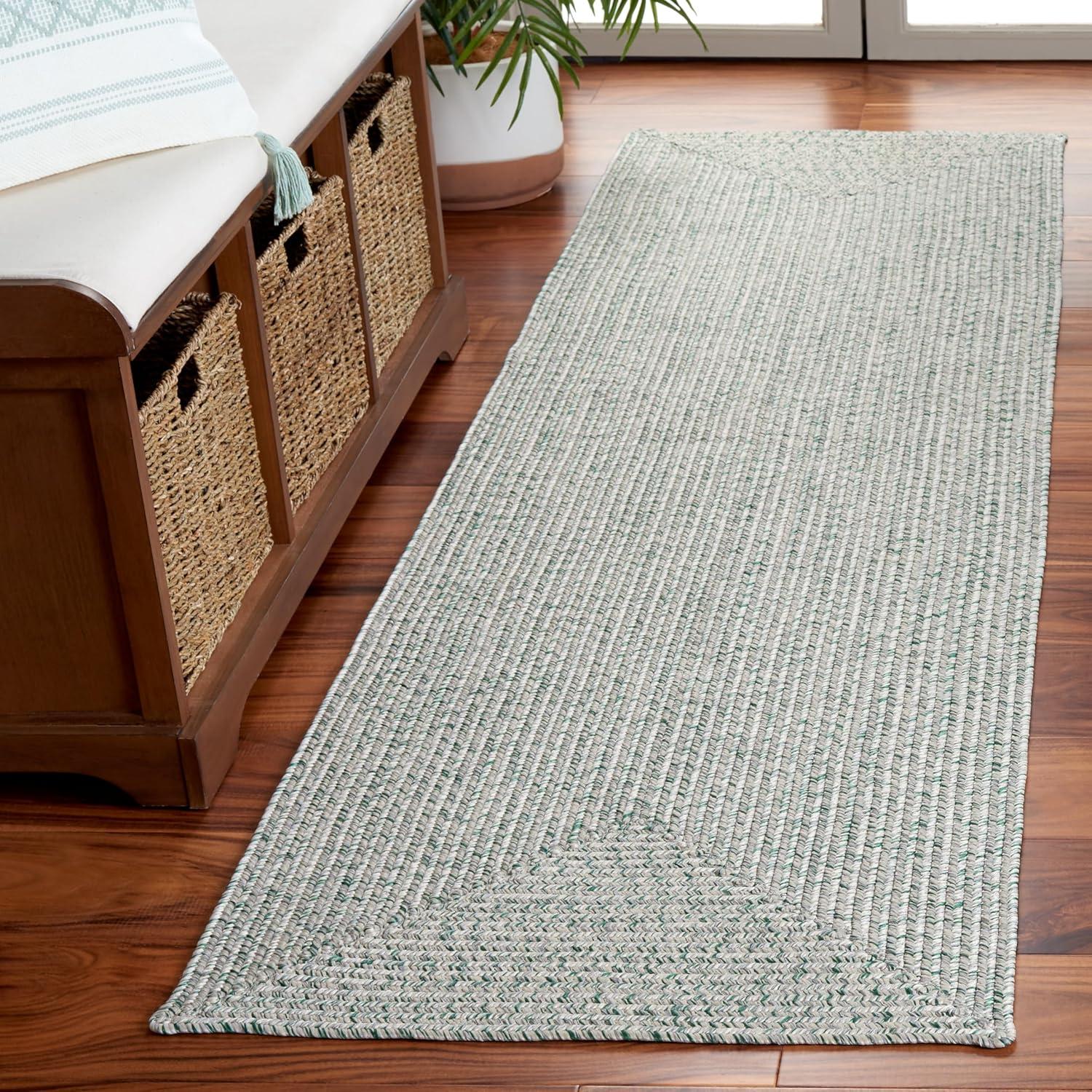 image:imageSAFAVIEH Washable Rug Outdoor Braided Collection 8 x 10 Grey amp Ivory Handmade amp Reversible NonShedding amp Easy to Clean Ideal for Patio Backyard Mudroom BRA201FIvoryGreen