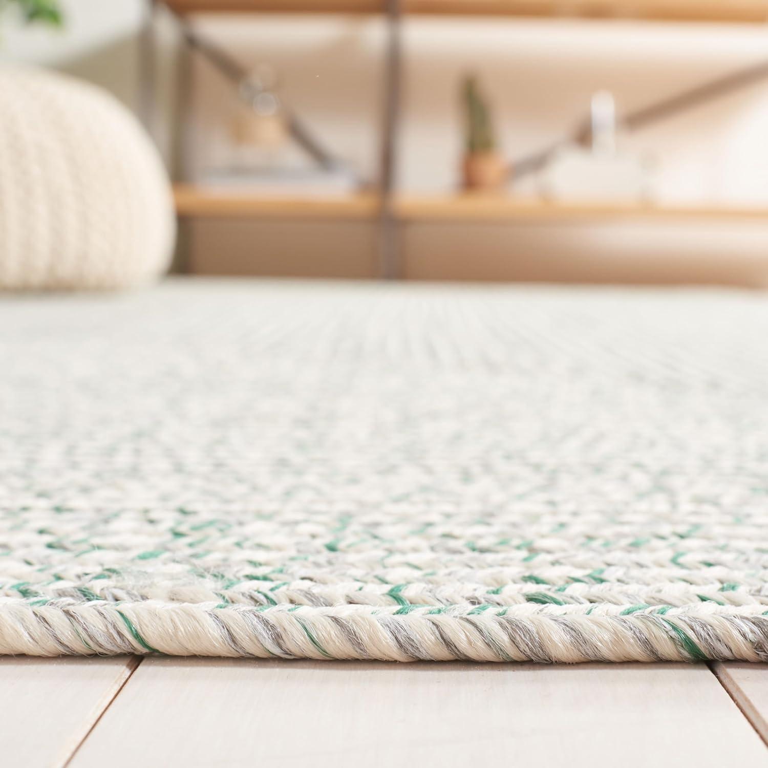 image:imageSAFAVIEH Washable Rug Outdoor Braided Collection 8 x 10 Grey amp Ivory Handmade amp Reversible NonShedding amp Easy to Clean Ideal for Patio Backyard Mudroom BRA201FIvoryGreen