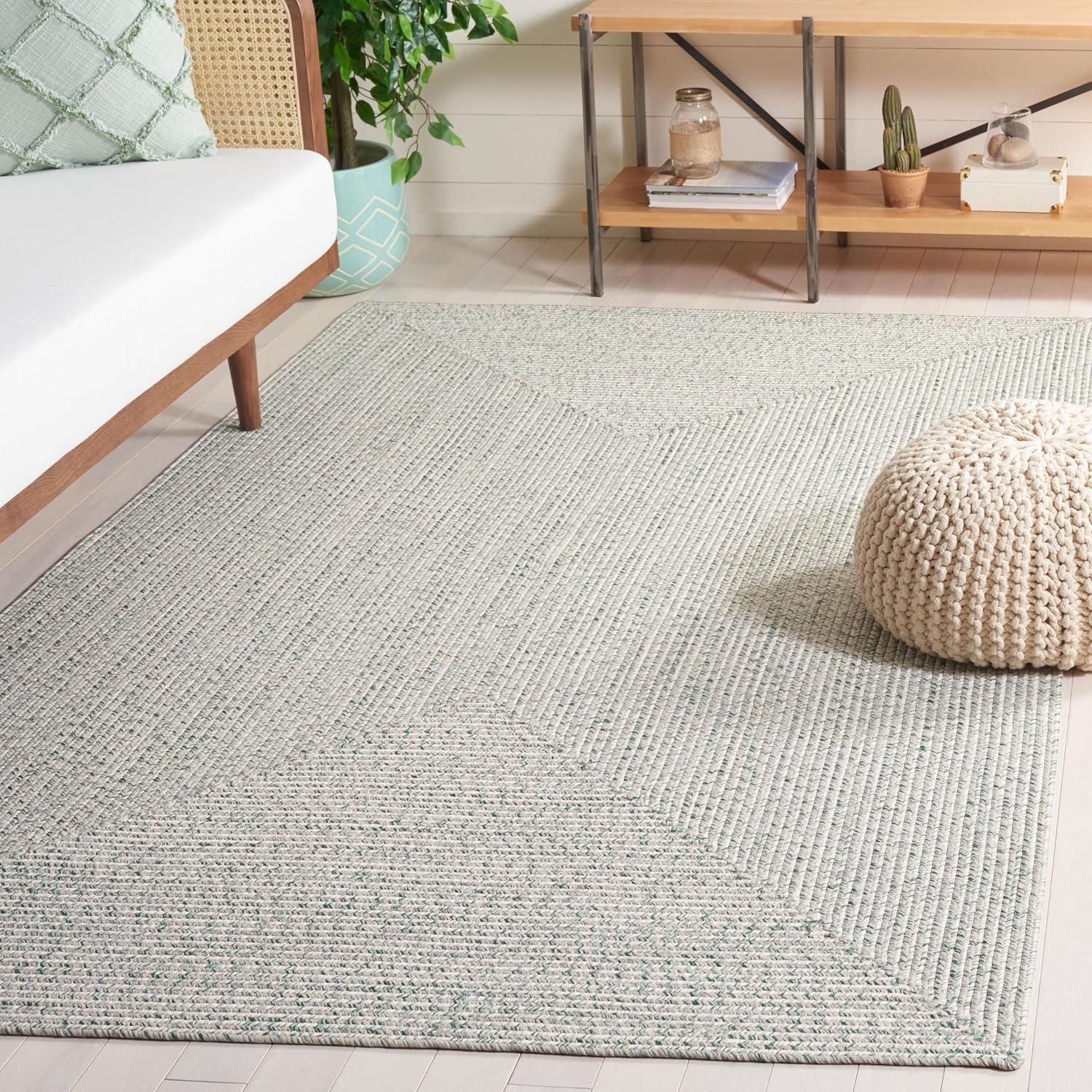 image:imageSAFAVIEH Washable Rug Outdoor Braided Collection 8 x 10 Grey amp Ivory Handmade amp Reversible NonShedding amp Easy to Clean Ideal for Patio Backyard Mudroom BRA201FIvoryGreen