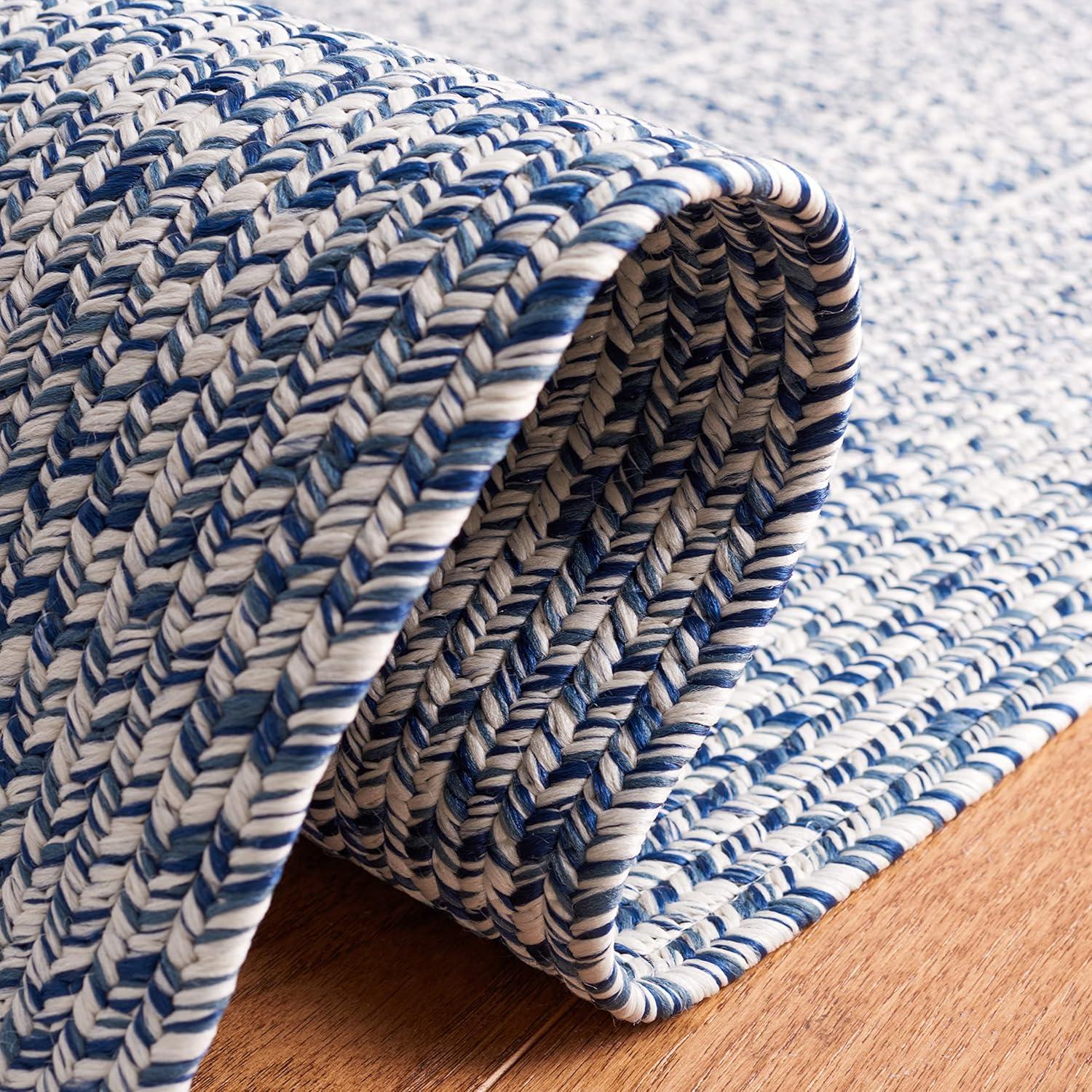 image:imageSAFAVIEH Washable Rug Outdoor Braided Collection 8 x 10 Grey amp Ivory Handmade amp Reversible NonShedding amp Easy to Clean Ideal for Patio Backyard Mudroom BRA201FDark BlueIvory