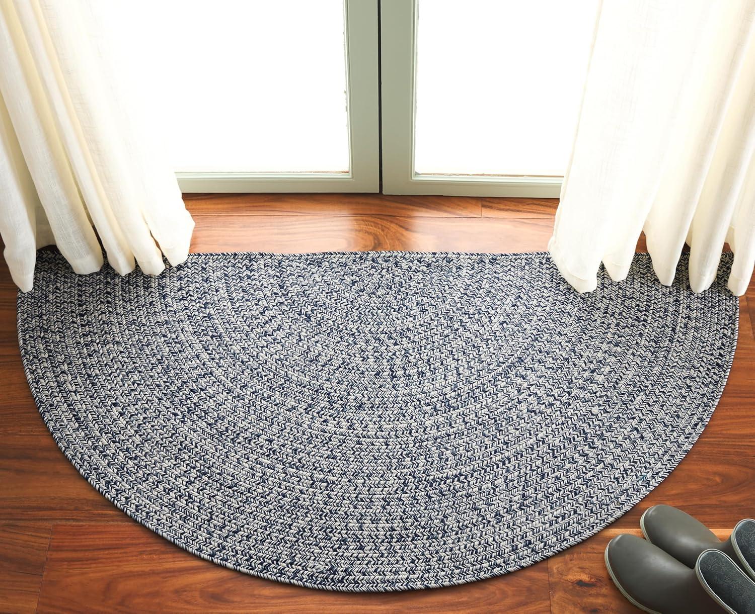 image:imageSAFAVIEH Washable Rug Outdoor Braided Collection 8 x 10 Grey amp Ivory Handmade amp Reversible NonShedding amp Easy to Clean Ideal for Patio Backyard Mudroom BRA201FDark BlueIvory