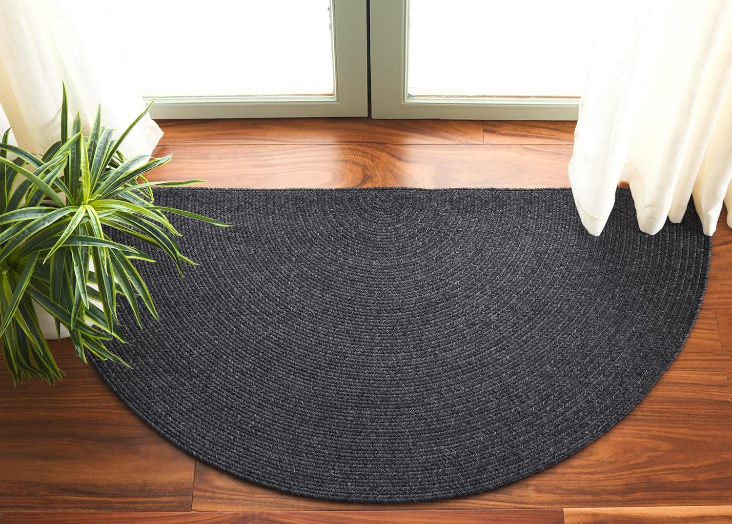 image:imageSAFAVIEH Washable Rug Outdoor Braided Collection 8 x 10 Grey amp Ivory Handmade amp Reversible NonShedding amp Easy to Clean Ideal for Patio Backyard Mudroom BRA201FBlack