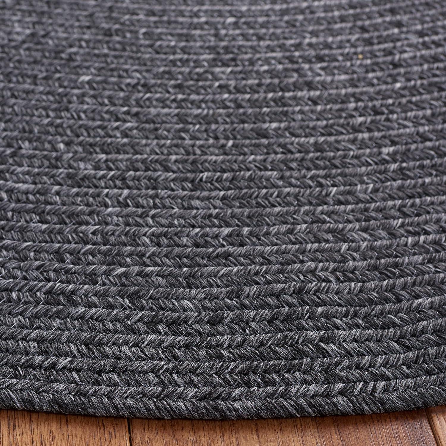 image:imageSAFAVIEH Washable Rug Outdoor Braided Collection 8 x 10 Grey amp Ivory Handmade amp Reversible NonShedding amp Easy to Clean Ideal for Patio Backyard Mudroom BRA201FBlack