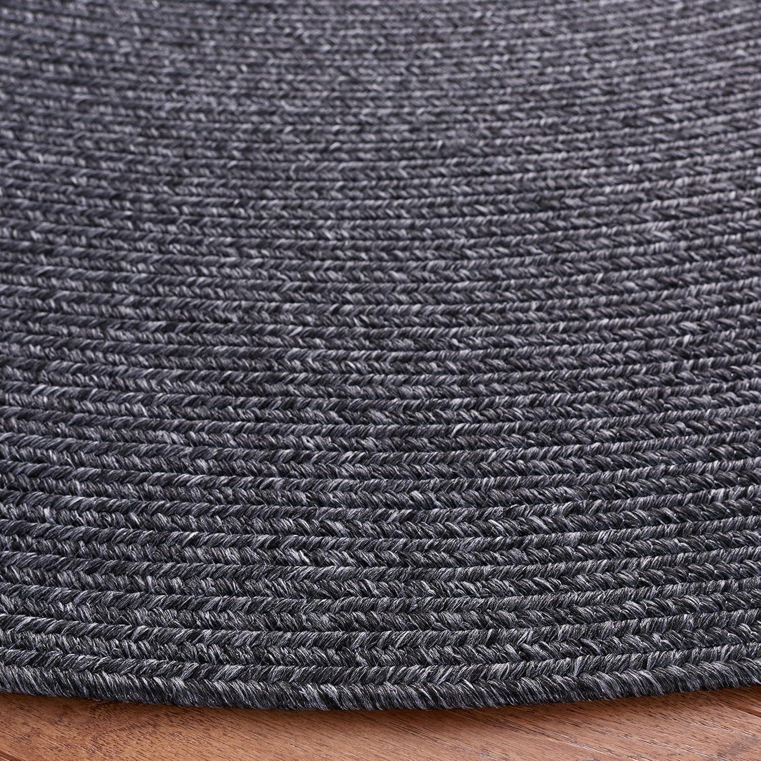 image:imageSAFAVIEH Washable Rug Outdoor Braided Collection 8 x 10 Grey amp Ivory Handmade amp Reversible NonShedding amp Easy to Clean Ideal for Patio Backyard Mudroom BRA201FBlack