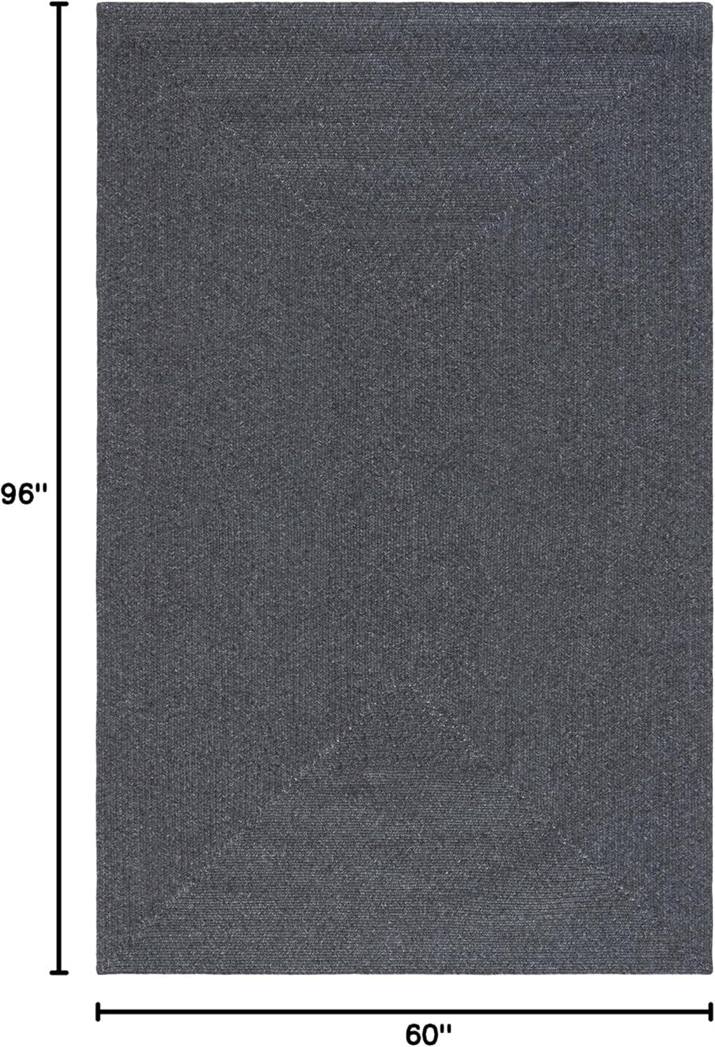 image:imageSAFAVIEH Washable Rug Outdoor Braided Collection 8 x 10 Grey amp Ivory Handmade amp Reversible NonShedding amp Easy to Clean Ideal for Patio Backyard Mudroom BRA201FBlack