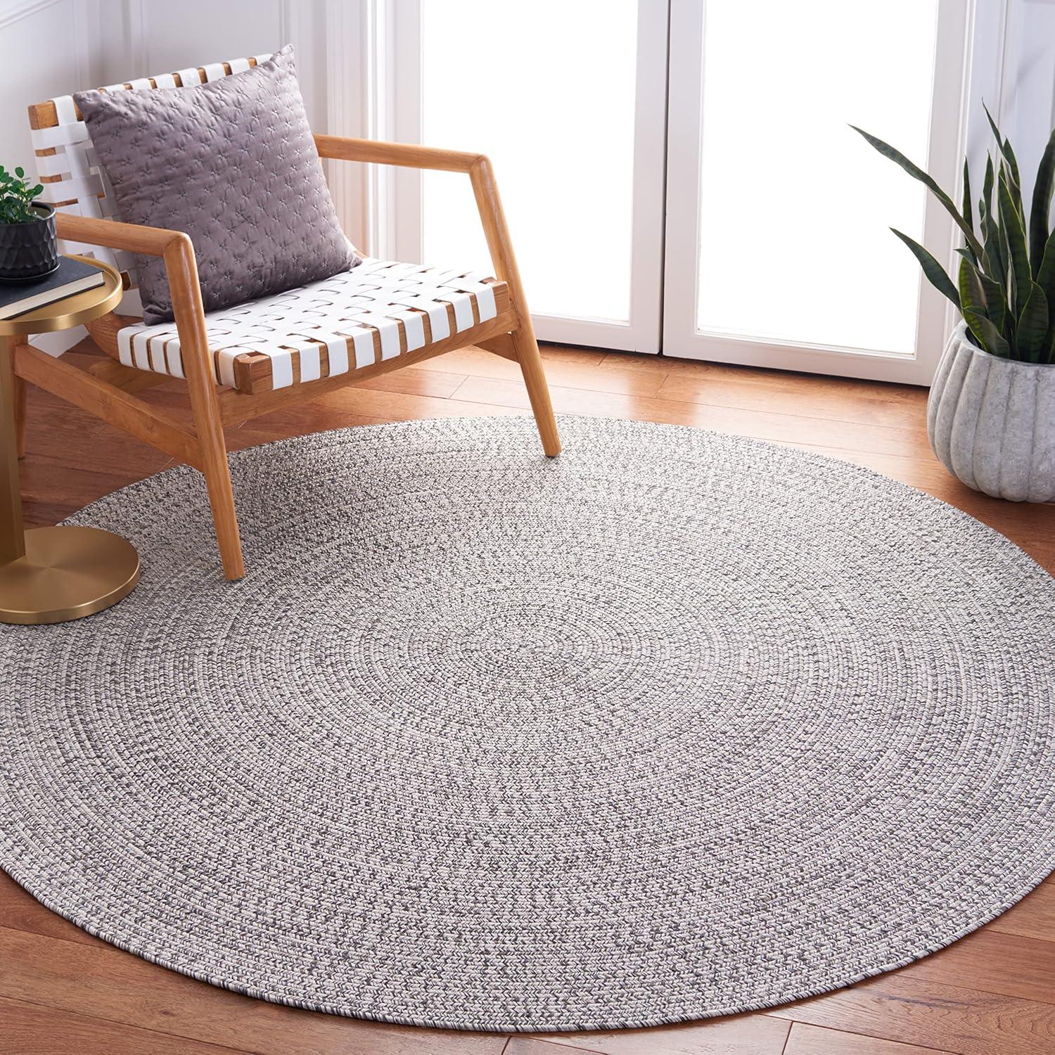 image:imageSAFAVIEH Washable Rug Outdoor Braided Collection 8 x 10 Grey amp Ivory Handmade amp Reversible NonShedding amp Easy to Clean Ideal for Patio Backyard Mudroom BRA201FGreyIvory