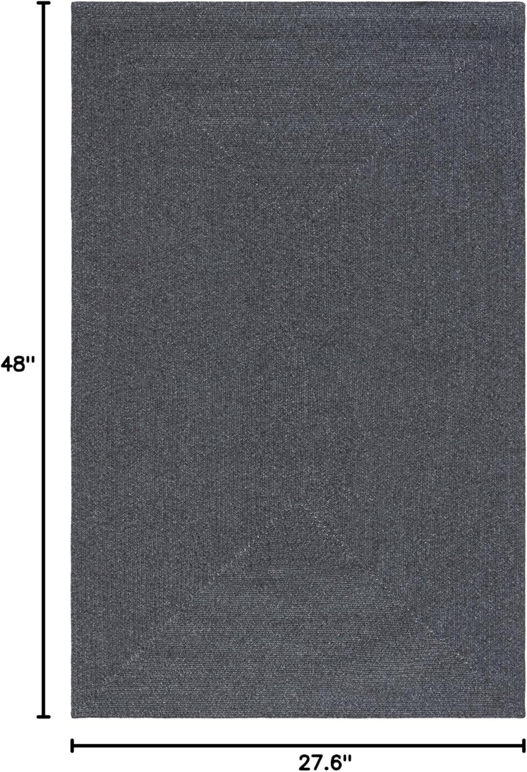 image:imageSAFAVIEH Washable Rug Outdoor Braided Collection 8 x 10 Grey amp Ivory Handmade amp Reversible NonShedding amp Easy to Clean Ideal for Patio Backyard Mudroom BRA201FBlack