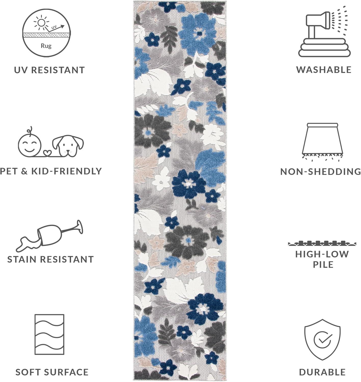image:imageSAFAVIEH Washable Rug Outdoor Cabana Collection 45 x 65 Ivory amp Orange NonShedding amp Easy to Clean Ideal for Patio Backyard Mudroom CBN308AGreyBlue