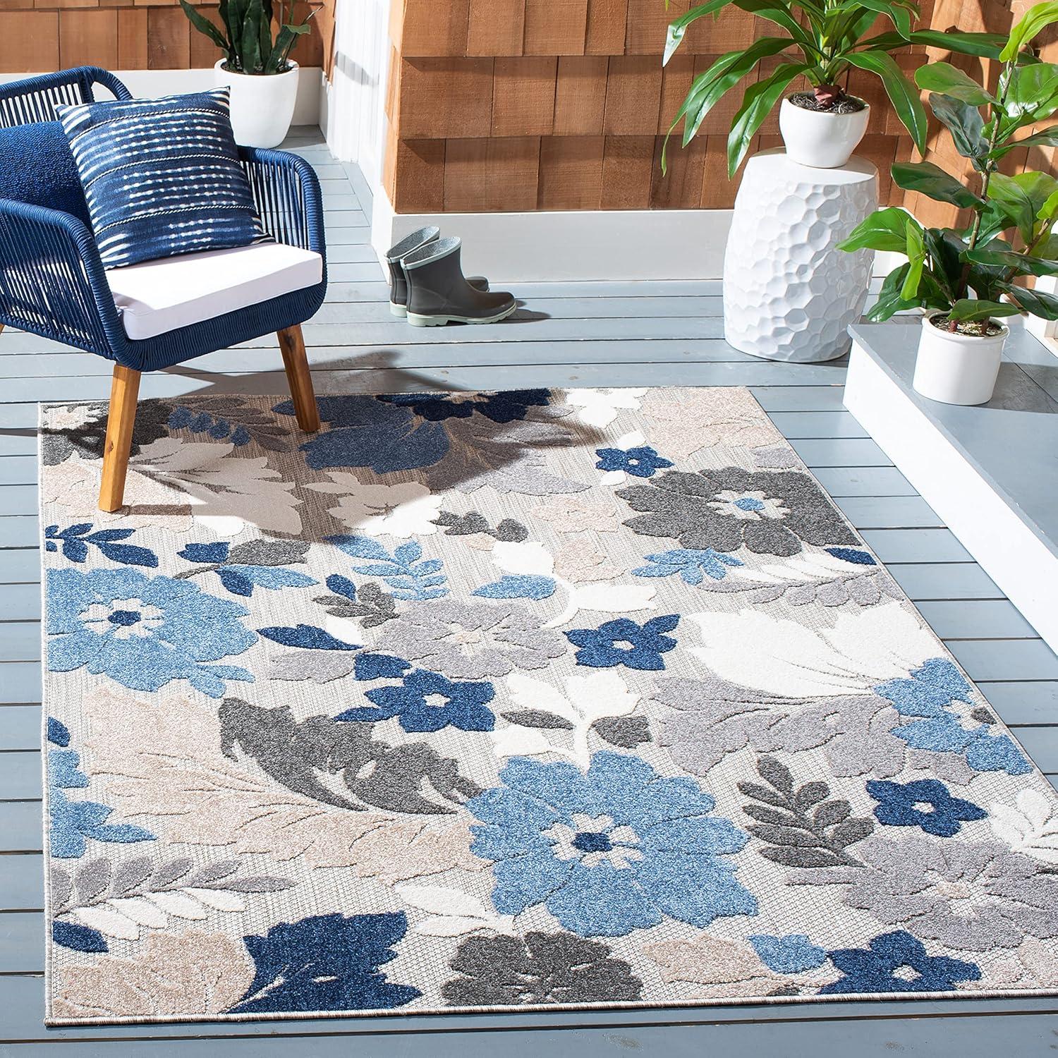 image:imageSAFAVIEH Washable Rug Outdoor Cabana Collection 45 x 65 Ivory amp Orange NonShedding amp Easy to Clean Ideal for Patio Backyard Mudroom CBN308AGreyBlue