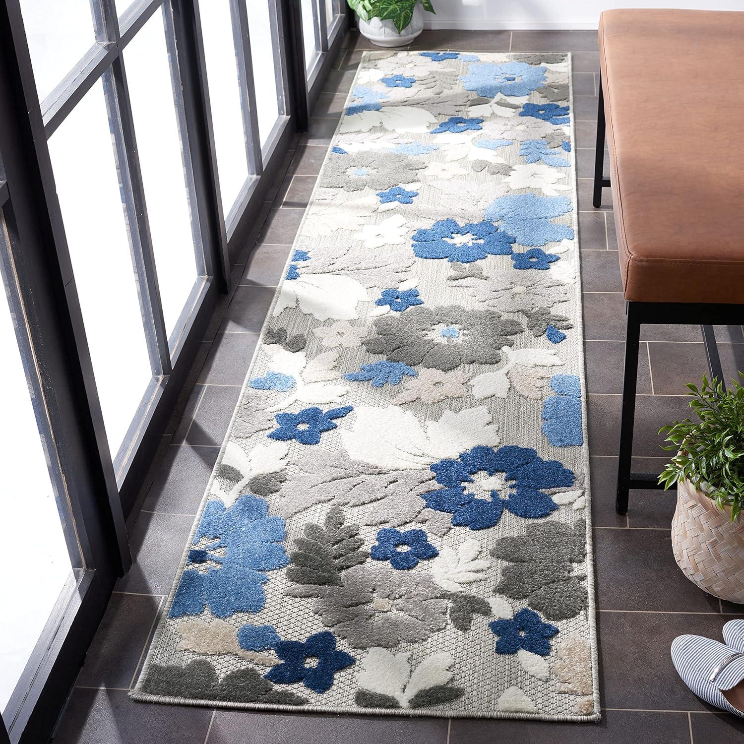 image:imageSAFAVIEH Washable Rug Outdoor Cabana Collection 45 x 65 Ivory amp Orange NonShedding amp Easy to Clean Ideal for Patio Backyard Mudroom CBN308AGreyBlue